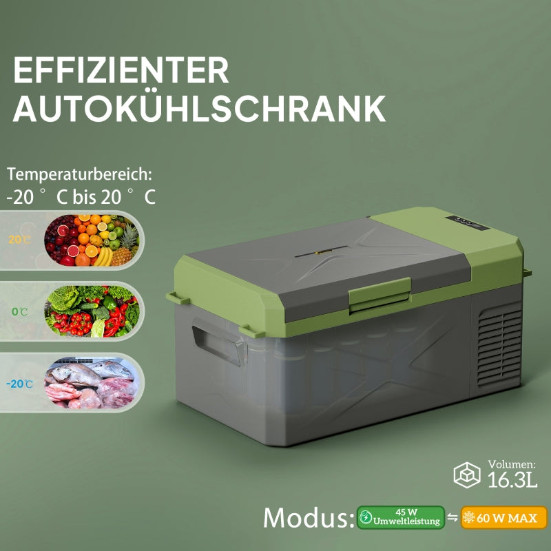 Compressor Cooler Box 16.3L Electric Mini Fridge 12/220V, Grey+Green