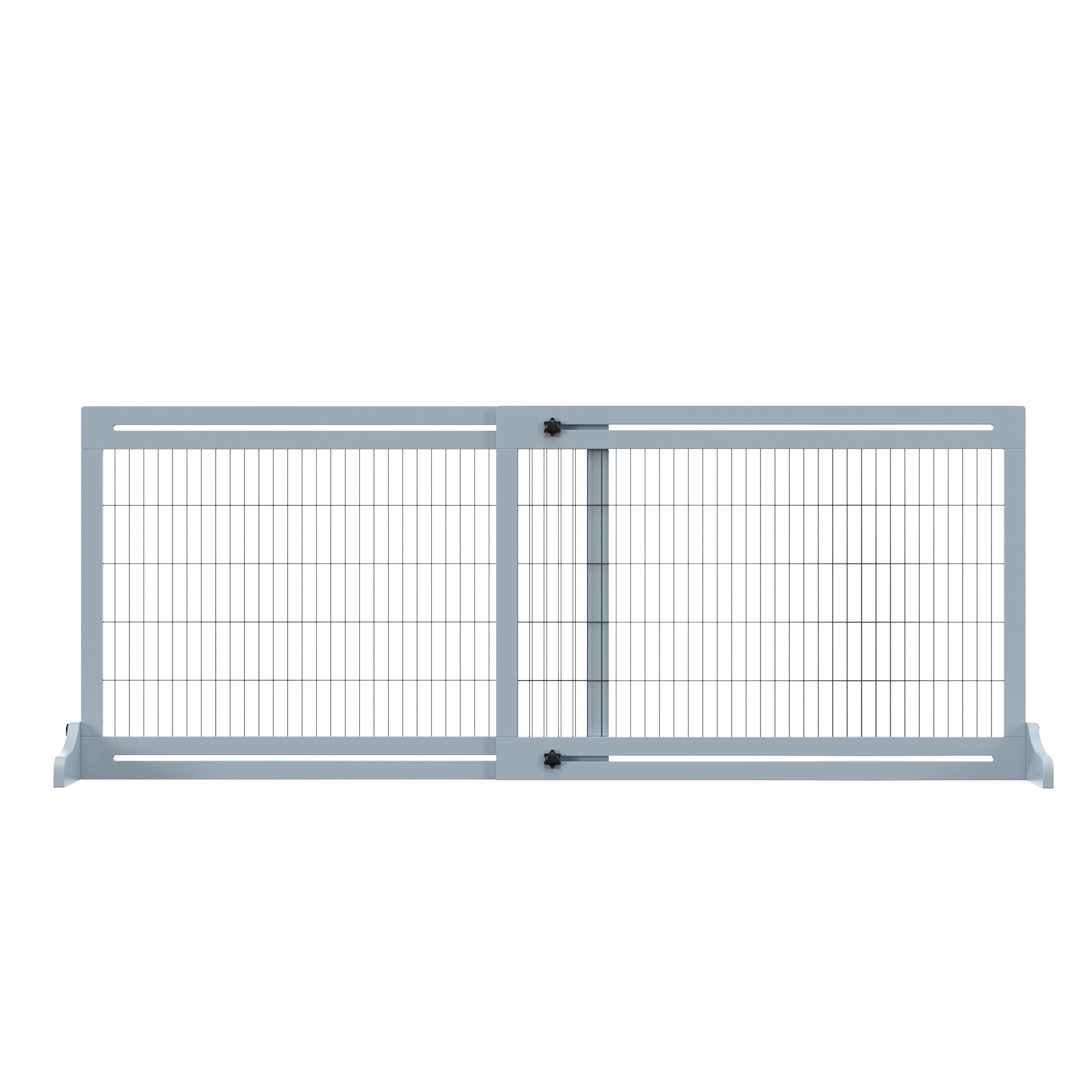 Wooden Dog Gate, Extendable Freestanding 104-183cm Grey