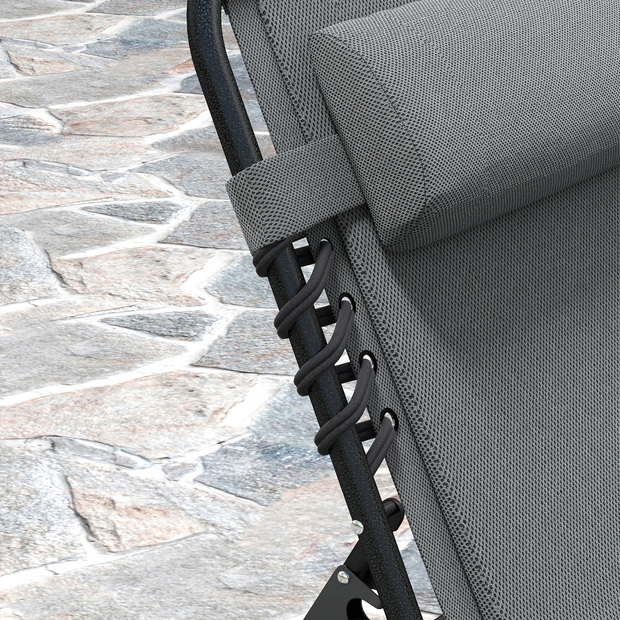 Folding Sun Lounger, Padded 5-Position Adjustable Weatherproof, Dark Grey