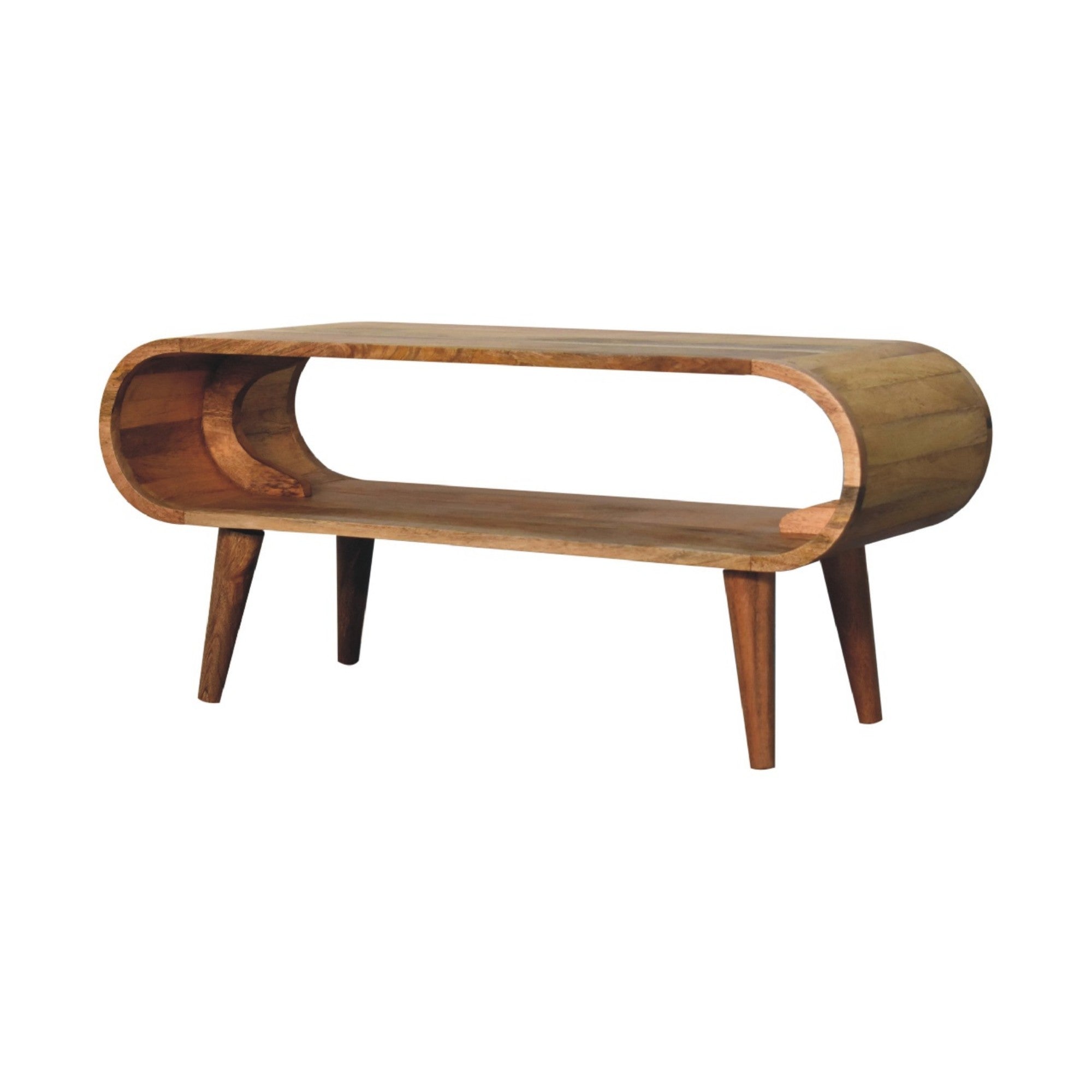 Amaya Nordic Style Coffee Table, Open Slot, Solid Wood
