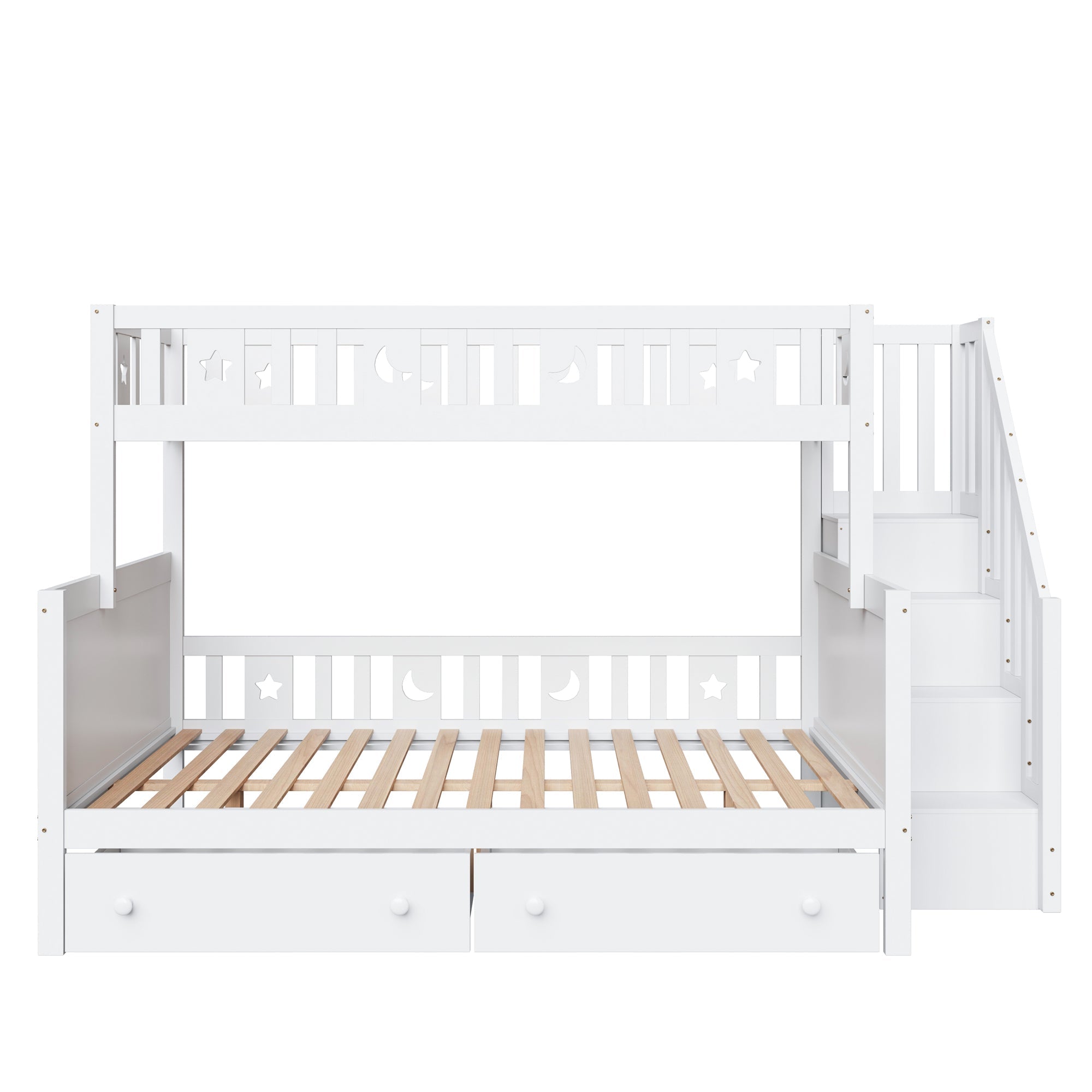 Solid Pine Children’s Multifunctional Bunk Bed with Storage, White
