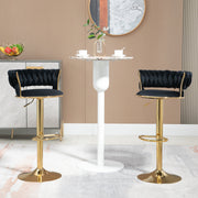 Velvet Swivel Bar Stool Set, Adjustable Height with Handcrafted Backrest