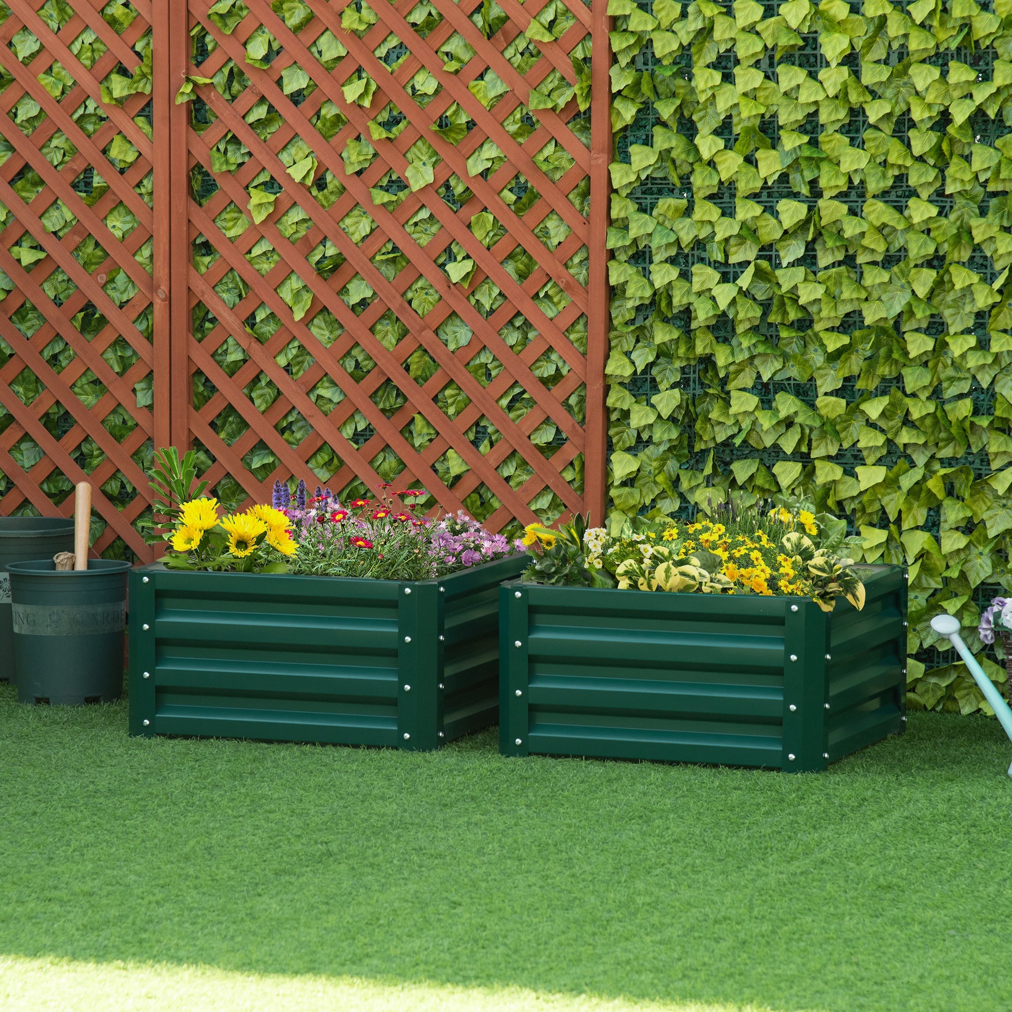 Planter Boxes, 60 x 60cm, Steel, Green