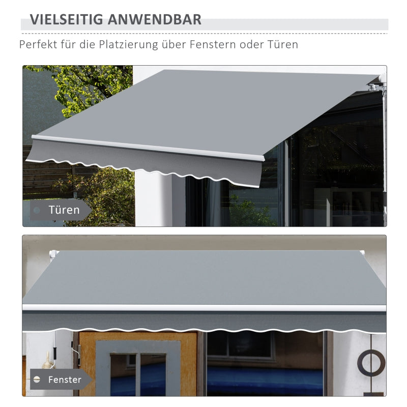 Gelenkarmmarkise, 3,95 x 2,45 m, Handkurbel, Polyester, Grau/Weiß
