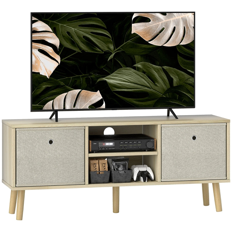 TV Cabinet Stand Unit for TVs up to 50'' Foldable Drawers, Natural