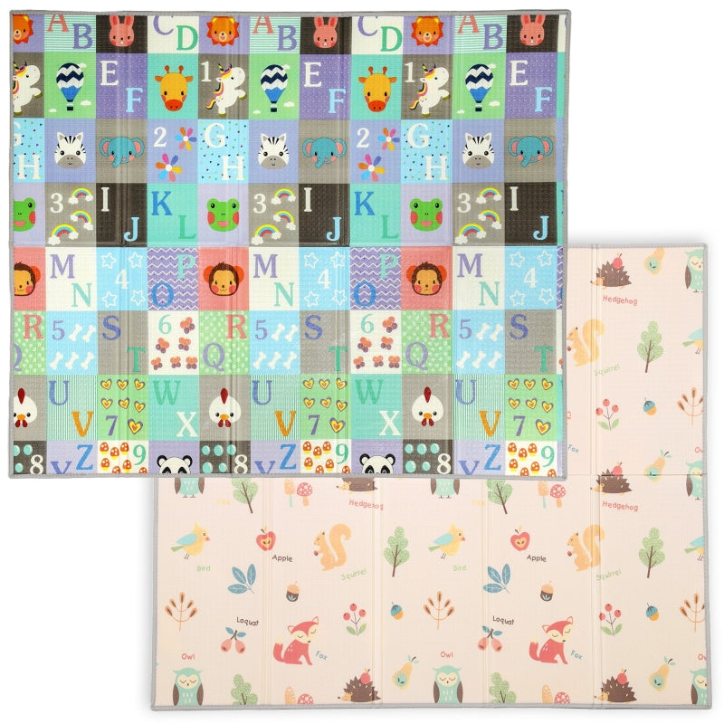 Foldable Baby Play Mat Double-Sided Reversible Foam Soft Crawling Mat, Multicolor Plastic