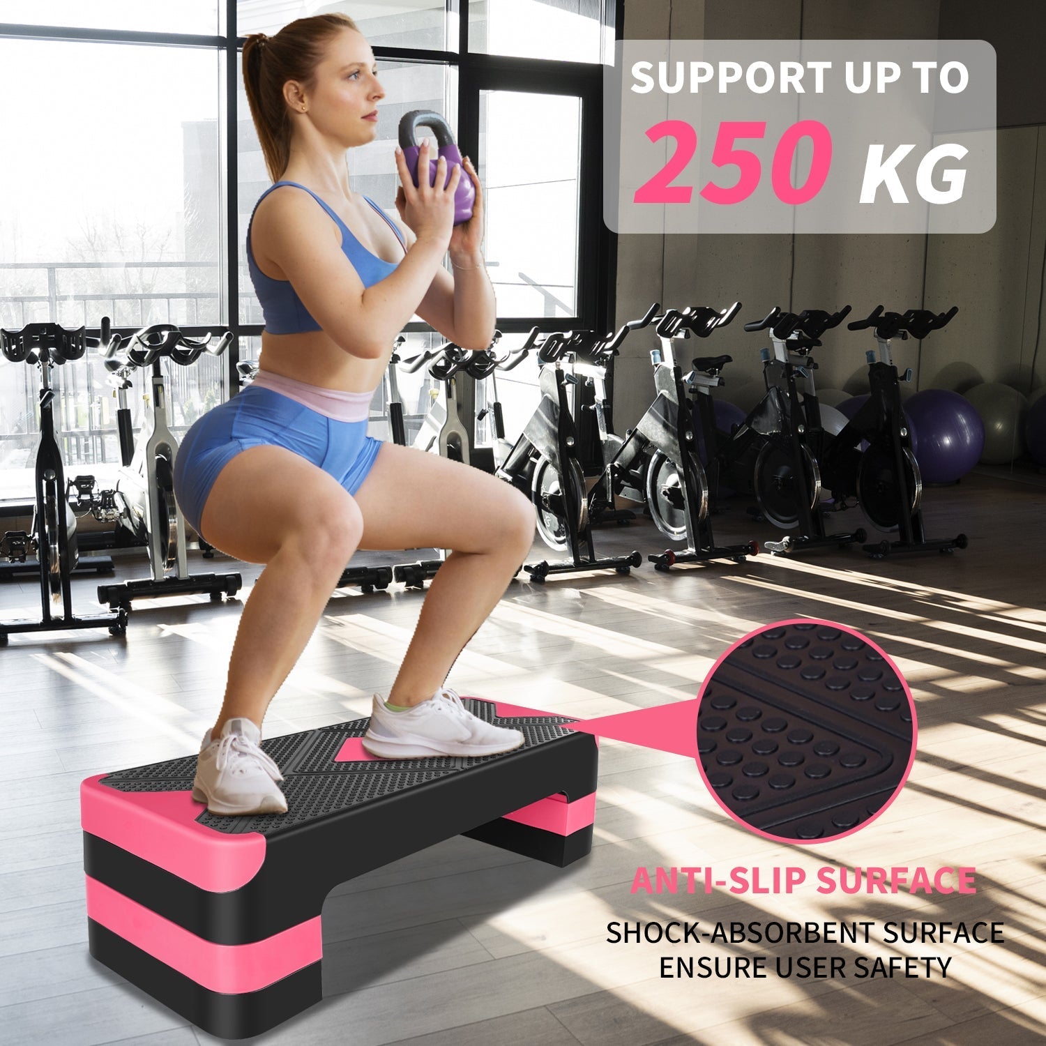 Aerobic Step Platform Adjustable Height 68.5cm Deck 10/15/20cm