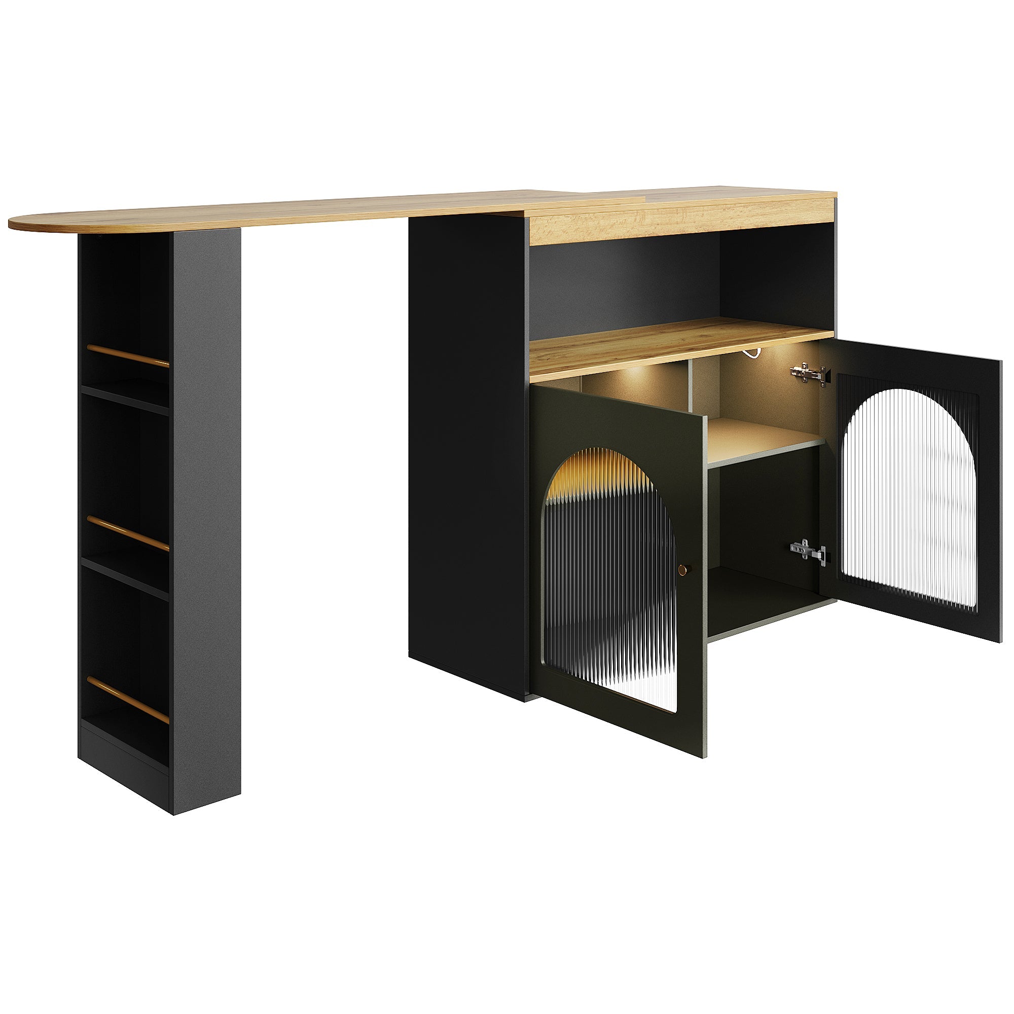 Extendable Bar Dining Table Modern with Storage Multi-Use