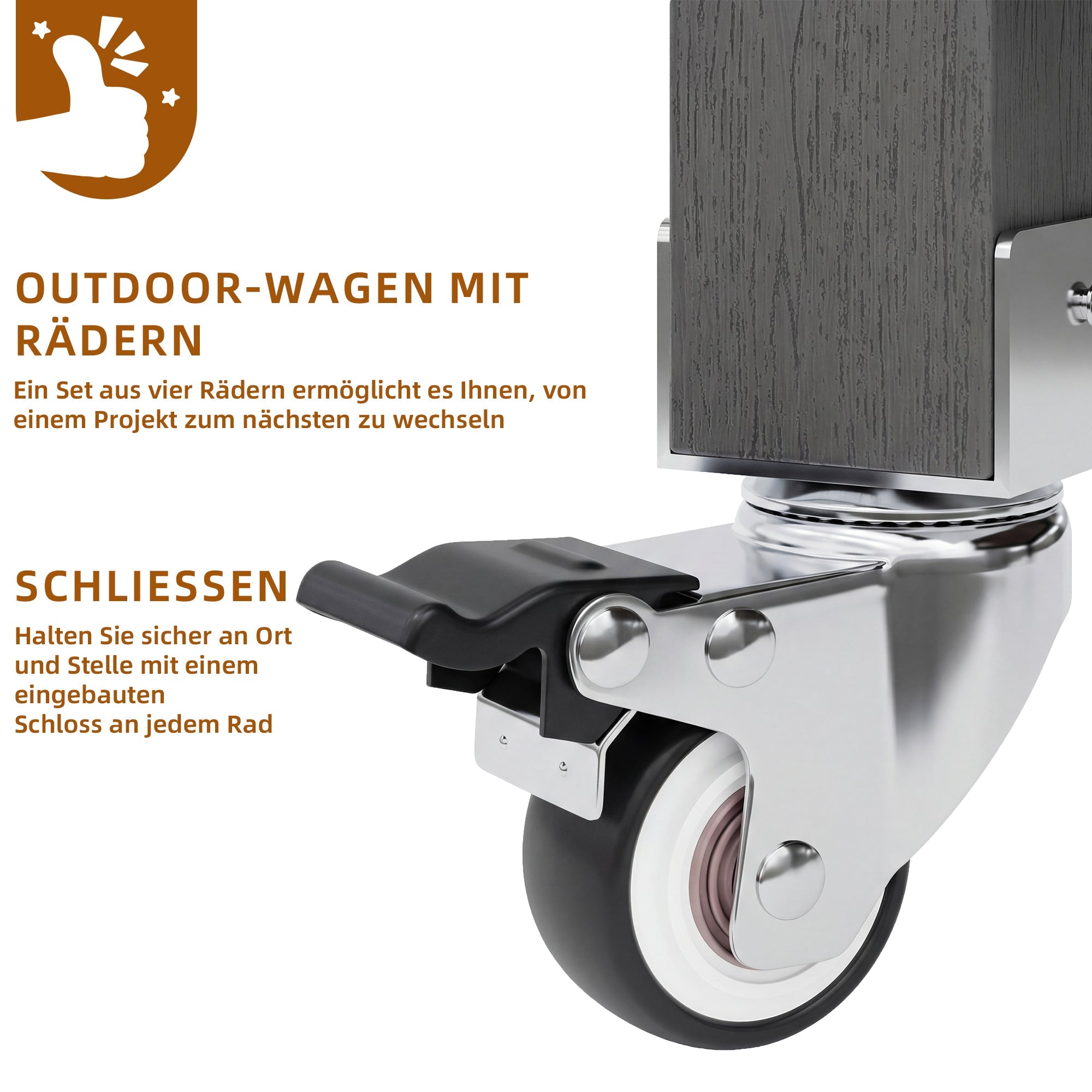 Garden Cabinet with Wheels, Drawer and Towel Rack, Stainless Steel Worktop