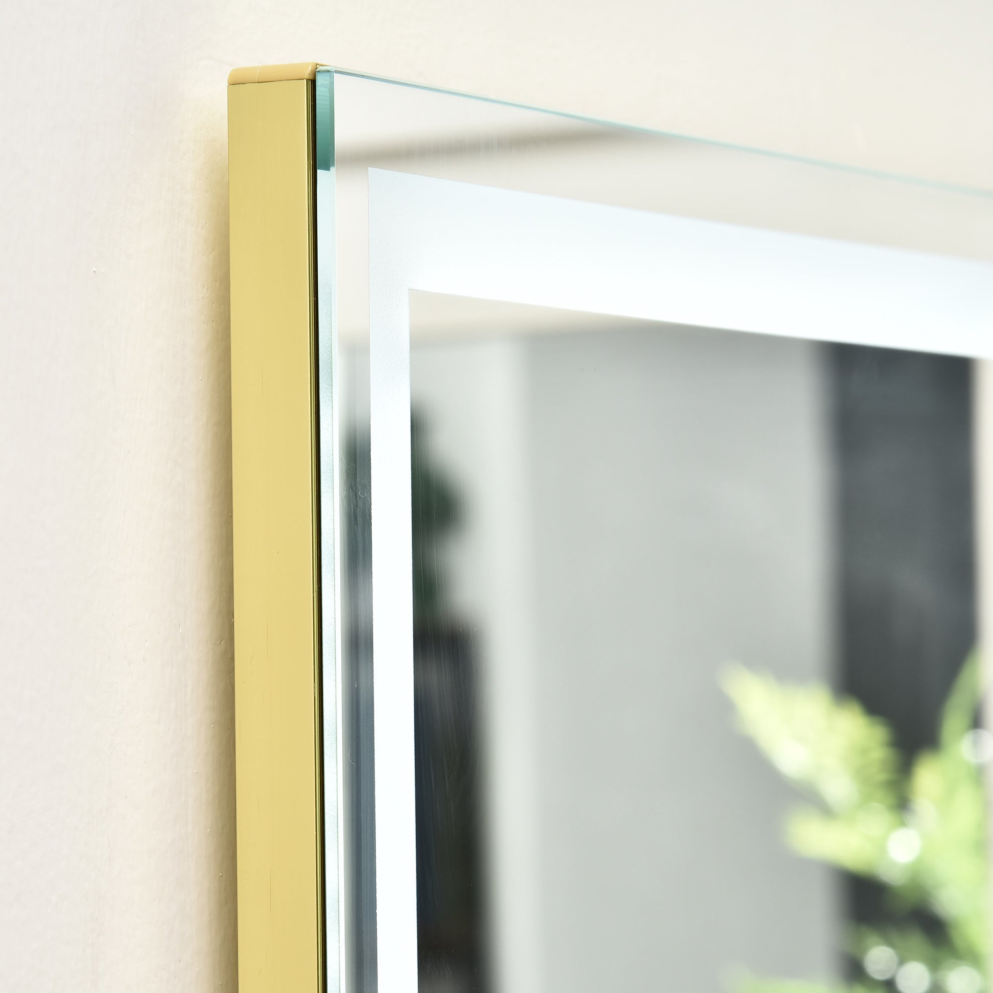 Wall Mirror, LED Standing Full Length, Aluminum Silver Gold
