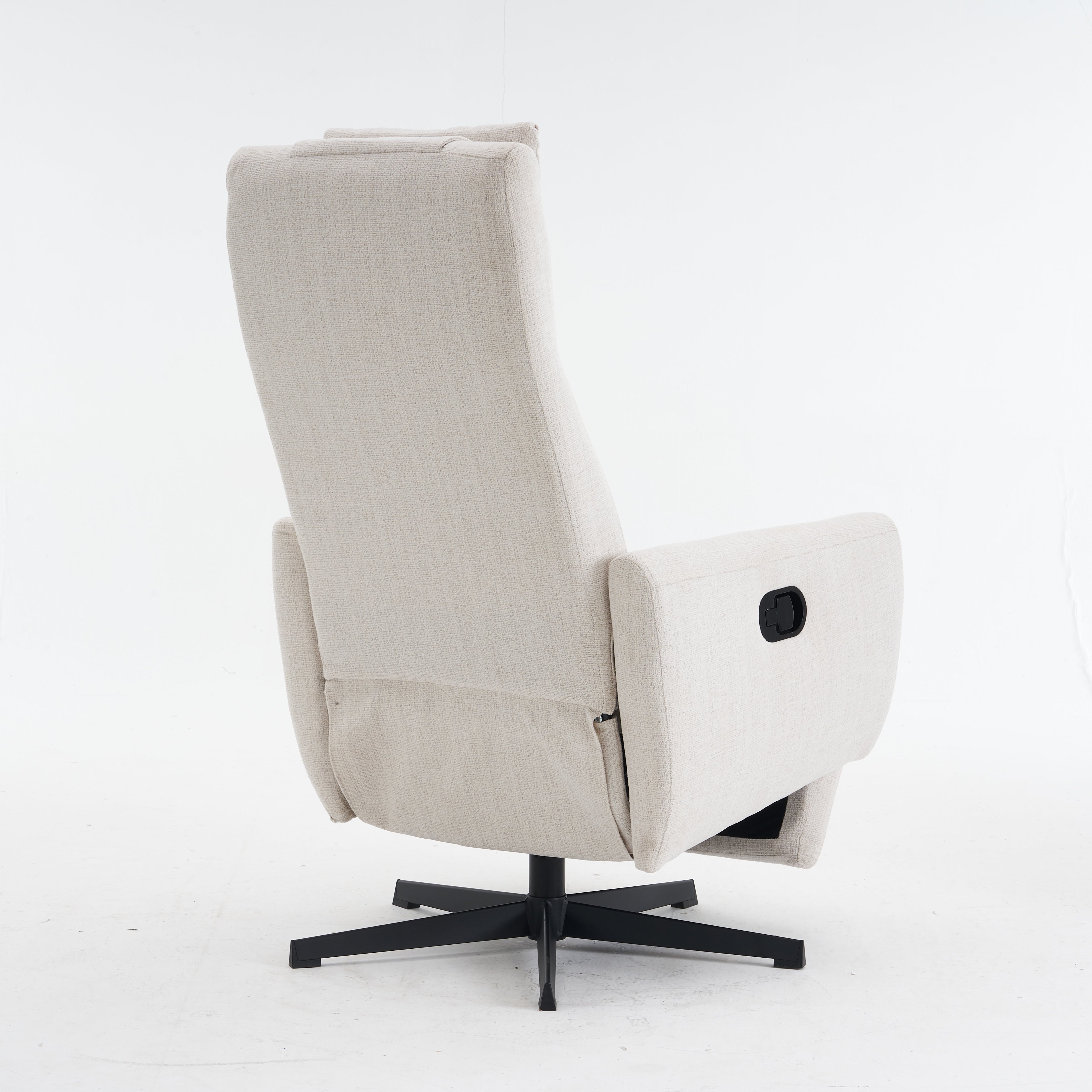 Chenille Fabric Recliner with Pillow Padded Seat and Footrest, Beige