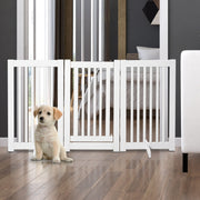 Wooden Dog Gate, Freestanding Adjustable Foldable, White