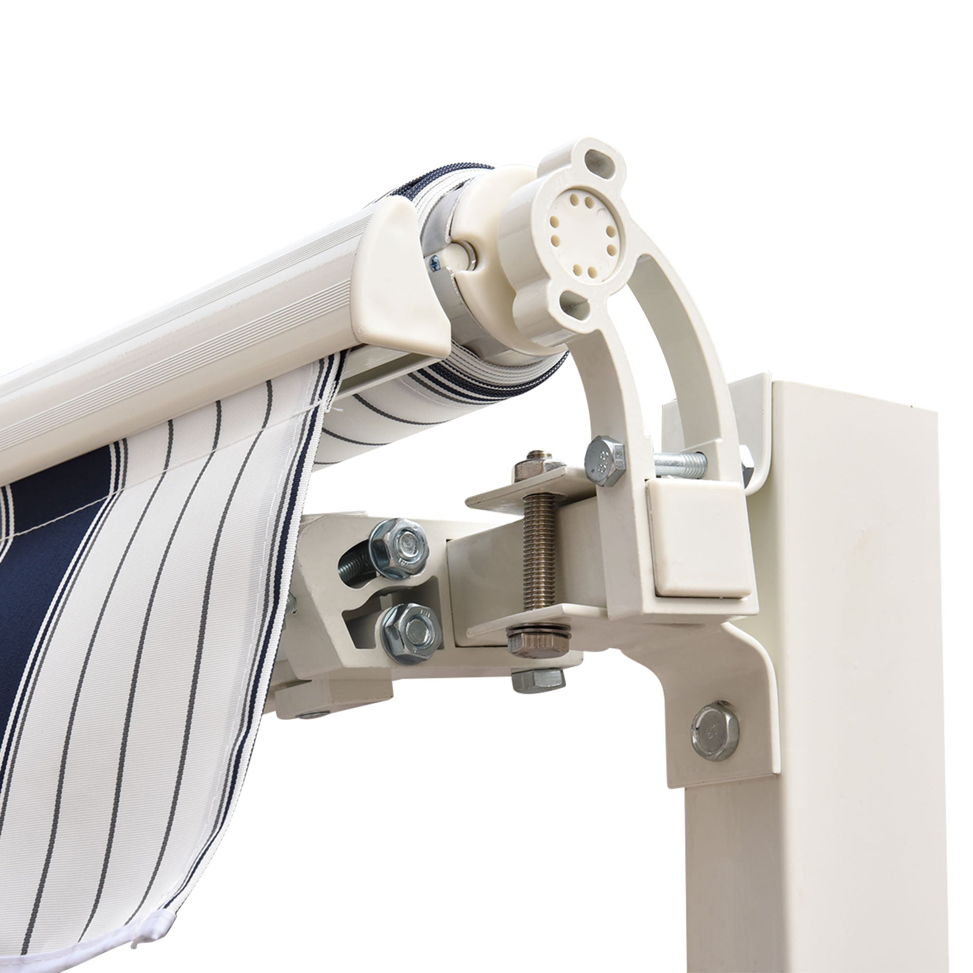 Manual Retractable Awning 2.5x2m Dark Blue/White Stripes