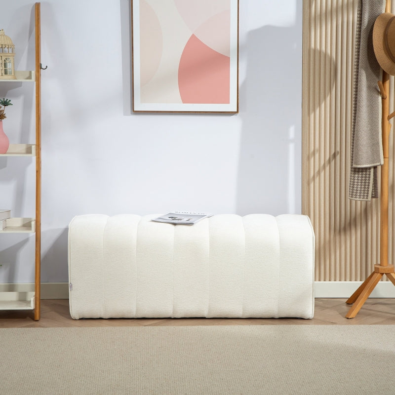 Modern Bedroom Bench Upholstered Wooden Frame Footrest - Cream White