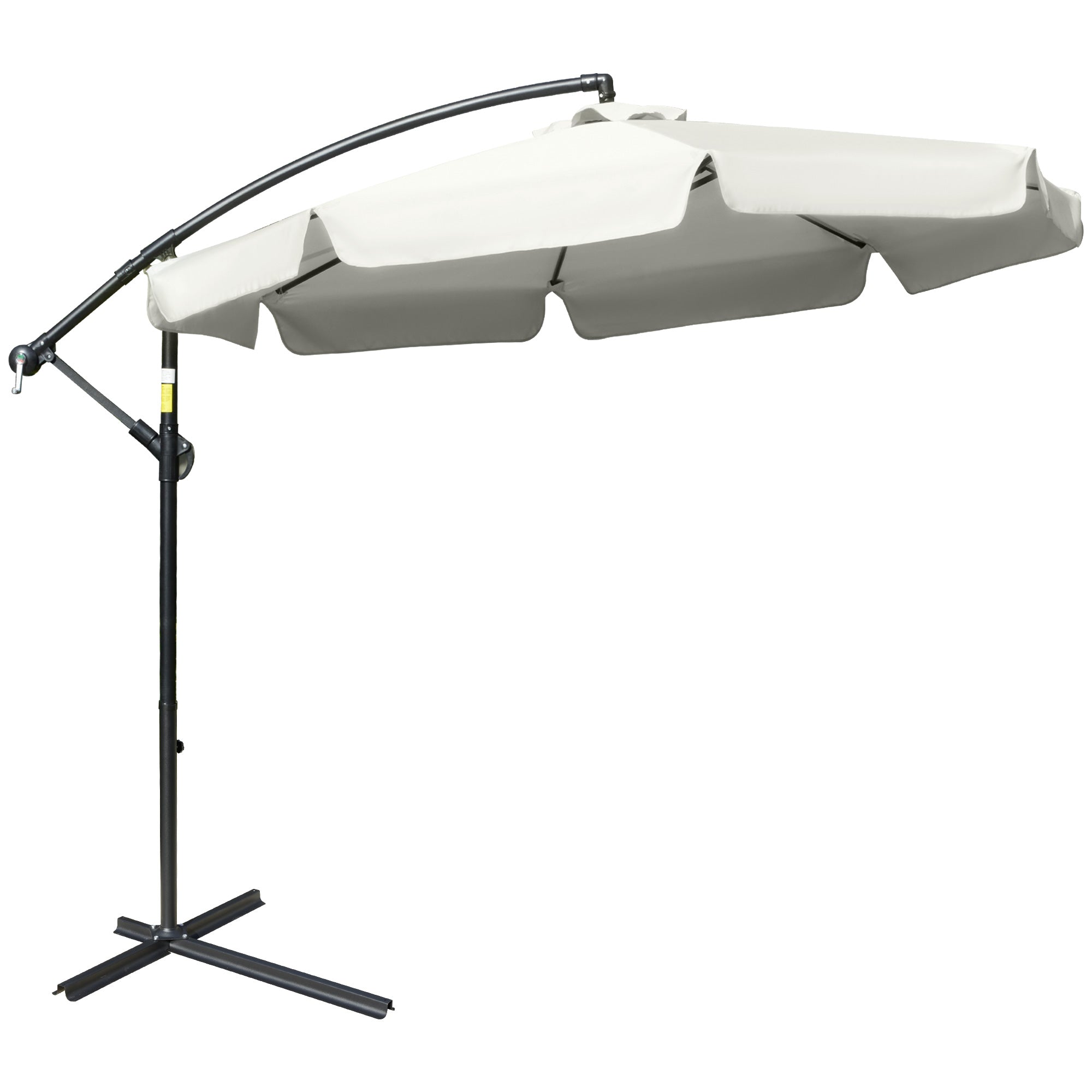 Banana Parasol Cantilever Umbrella 2.7m Crank Handle Cross Base, Cream White
