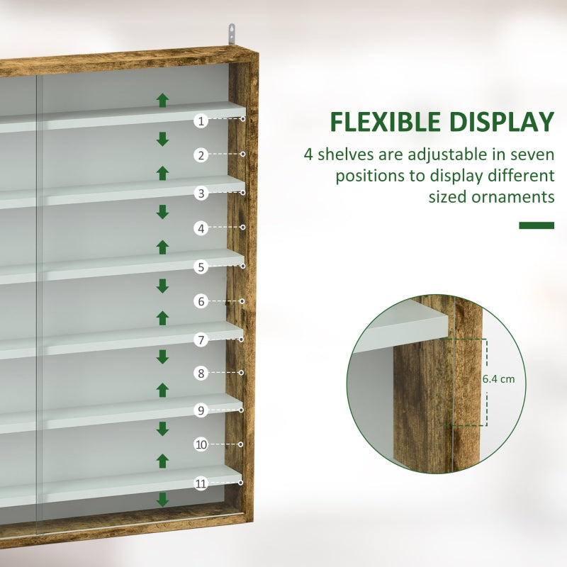 Six Shelf Display Cabinet with Glass Doors, Brown
