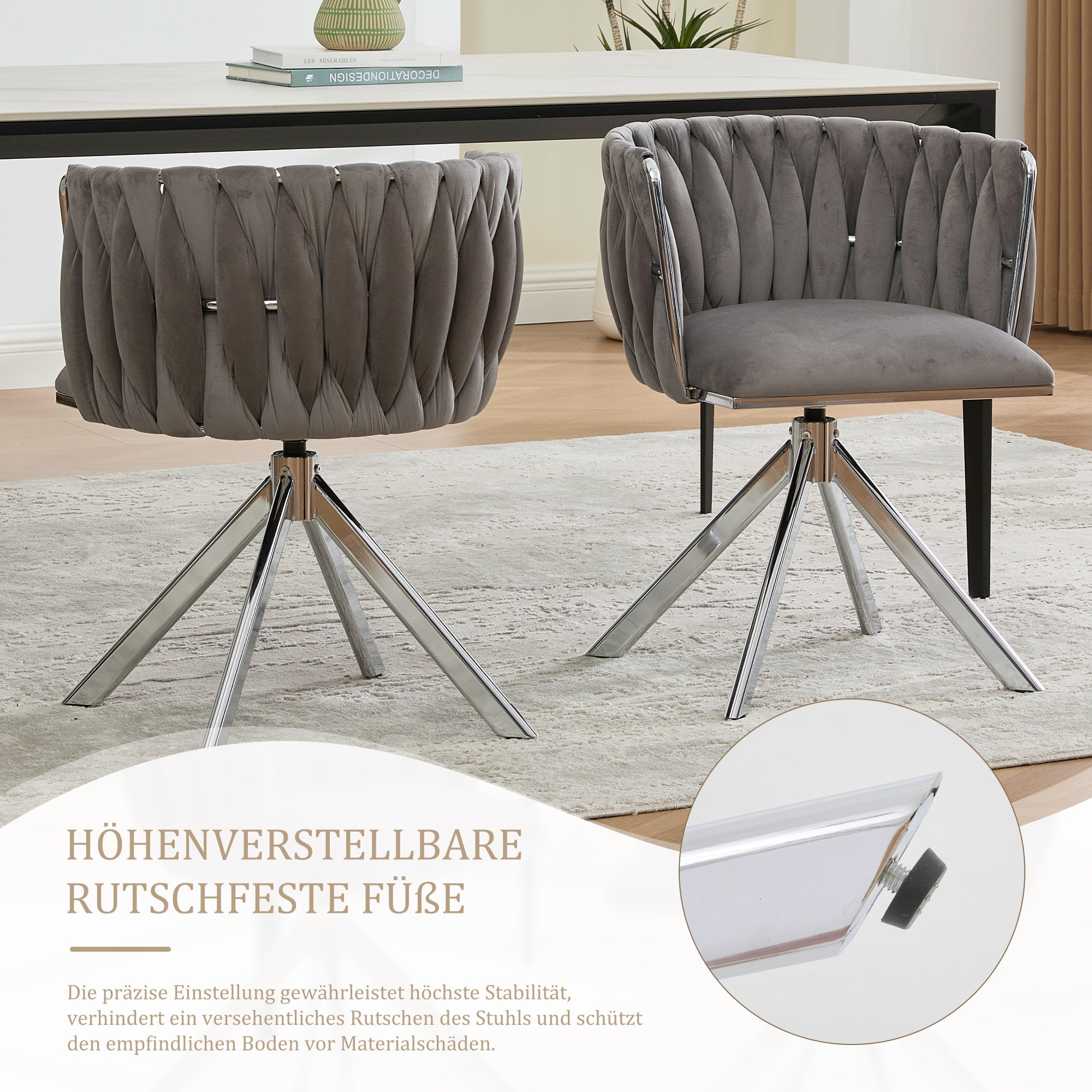 Armchair Set of 2 180° Swivel Ergonomic - Velour