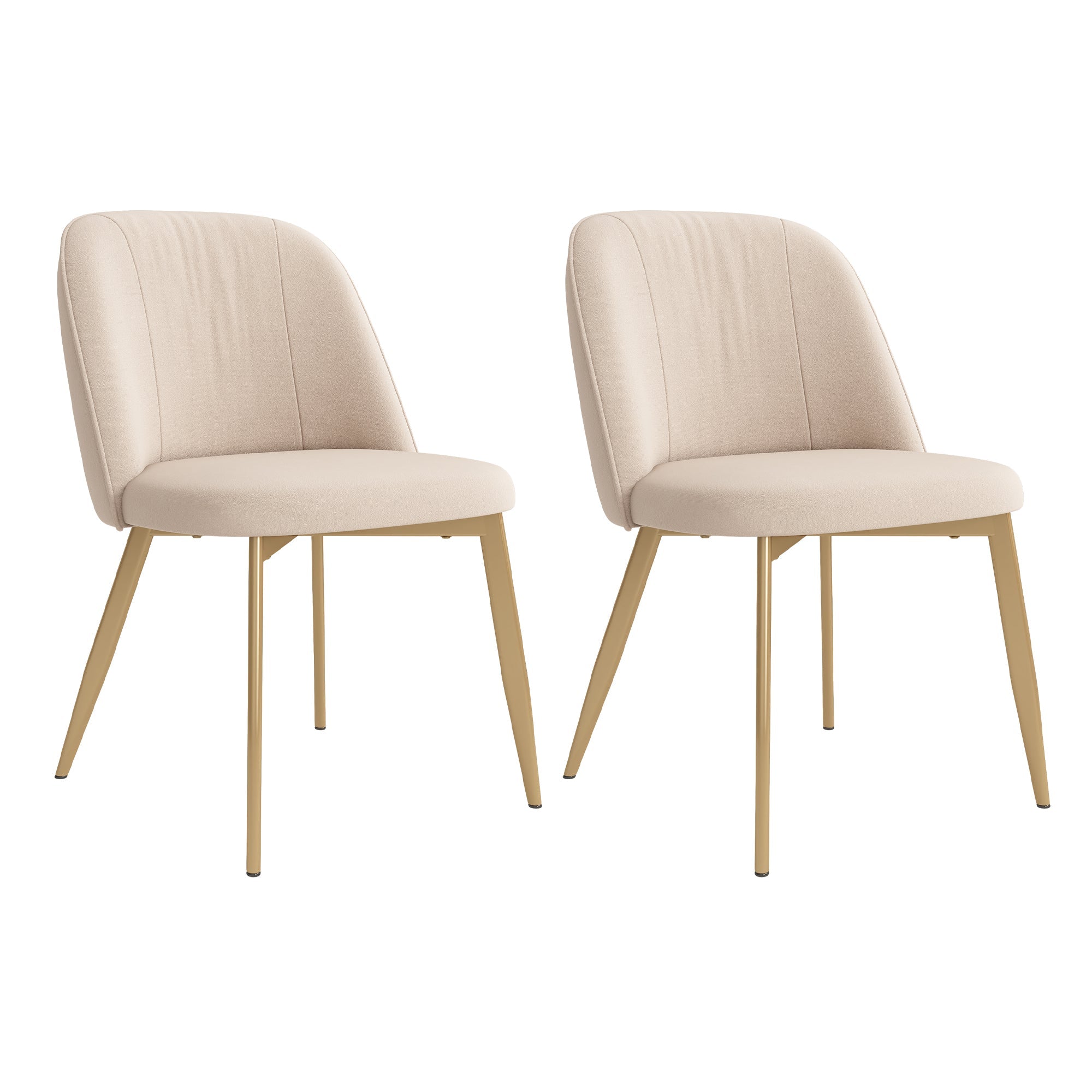 Modern Dining Chairs, Set of 2, Comfortable and Breathable Seating for Living Room and Cafe, Beige Velvet and Gold