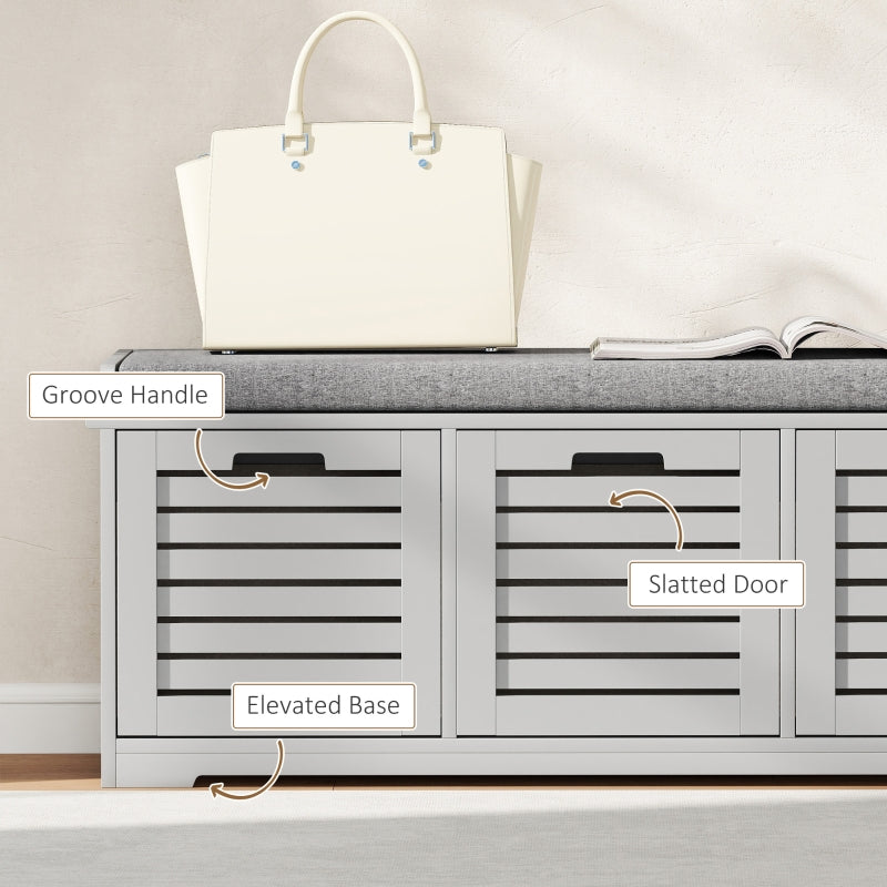 3-Drawer Shoe Storage Bench - Grey