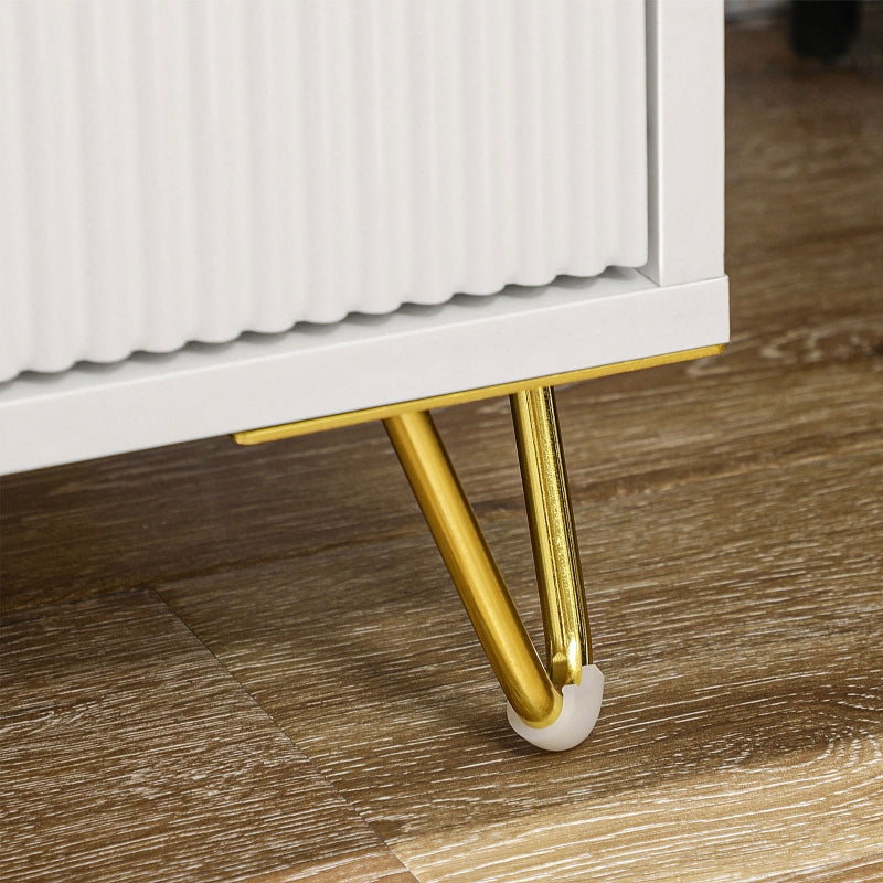 Chest of Drawers, Three Drawer Storage Unit, White/Gold-Tone