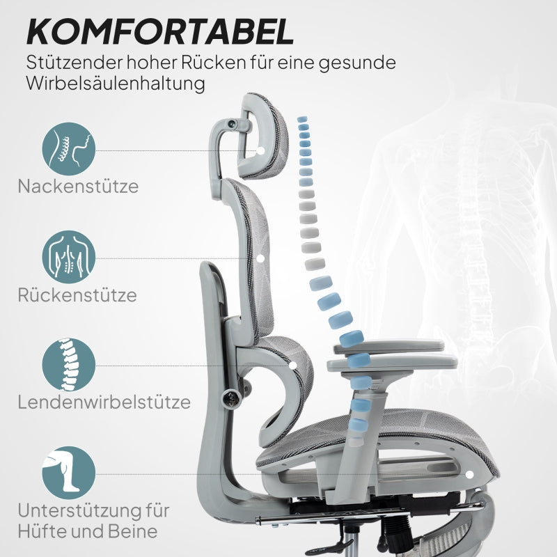 Office Chair, Ergonomic Mesh Desk Chair, Adjustable, Grey