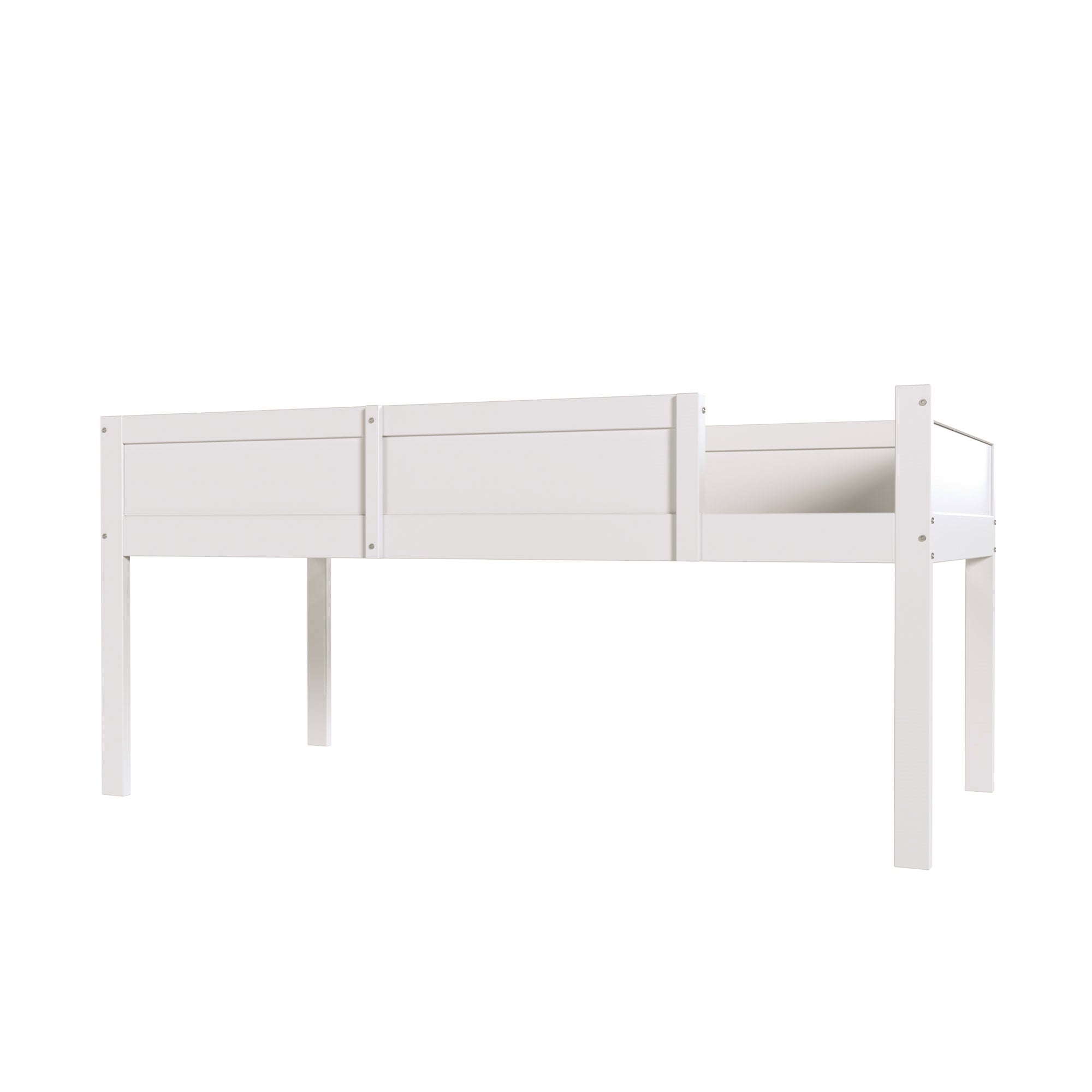 Triple Bed, Loft High Fence Design, Children's, Solid Wood, White