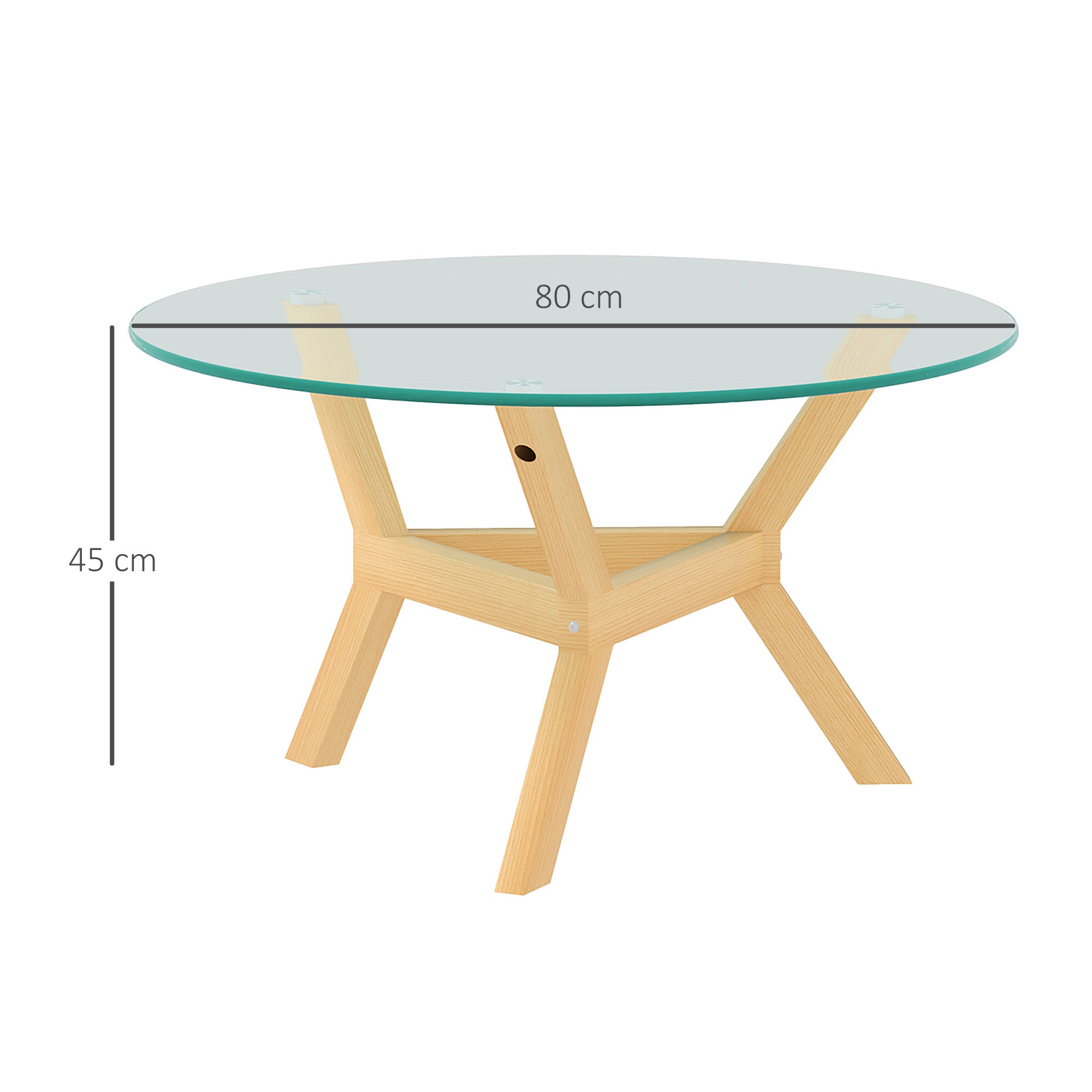 Tempered Glass Coffee Table, Adjustable Foot Pads Steel Frame, Transparent