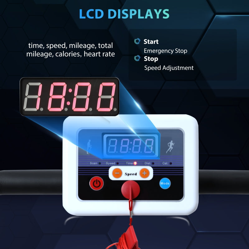 Folding Treadmill with Incline, 1-10km/h Under Desk Running Machine, White