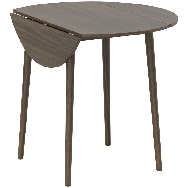 Folding Dining Table for 4, Round Drop Leaf, Space Saving, Grey Wood