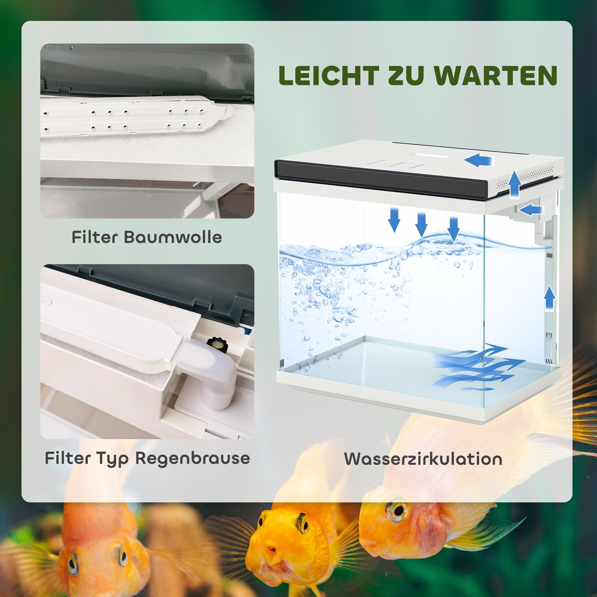 Aquarium 26 Liter, Filter, LED-Beleuchtung, Wasserpumpe, Klarglas