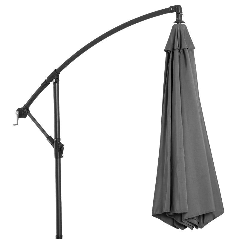 Parasol Crank Umbrella, Steel Frame Polyester Fabric, Gray