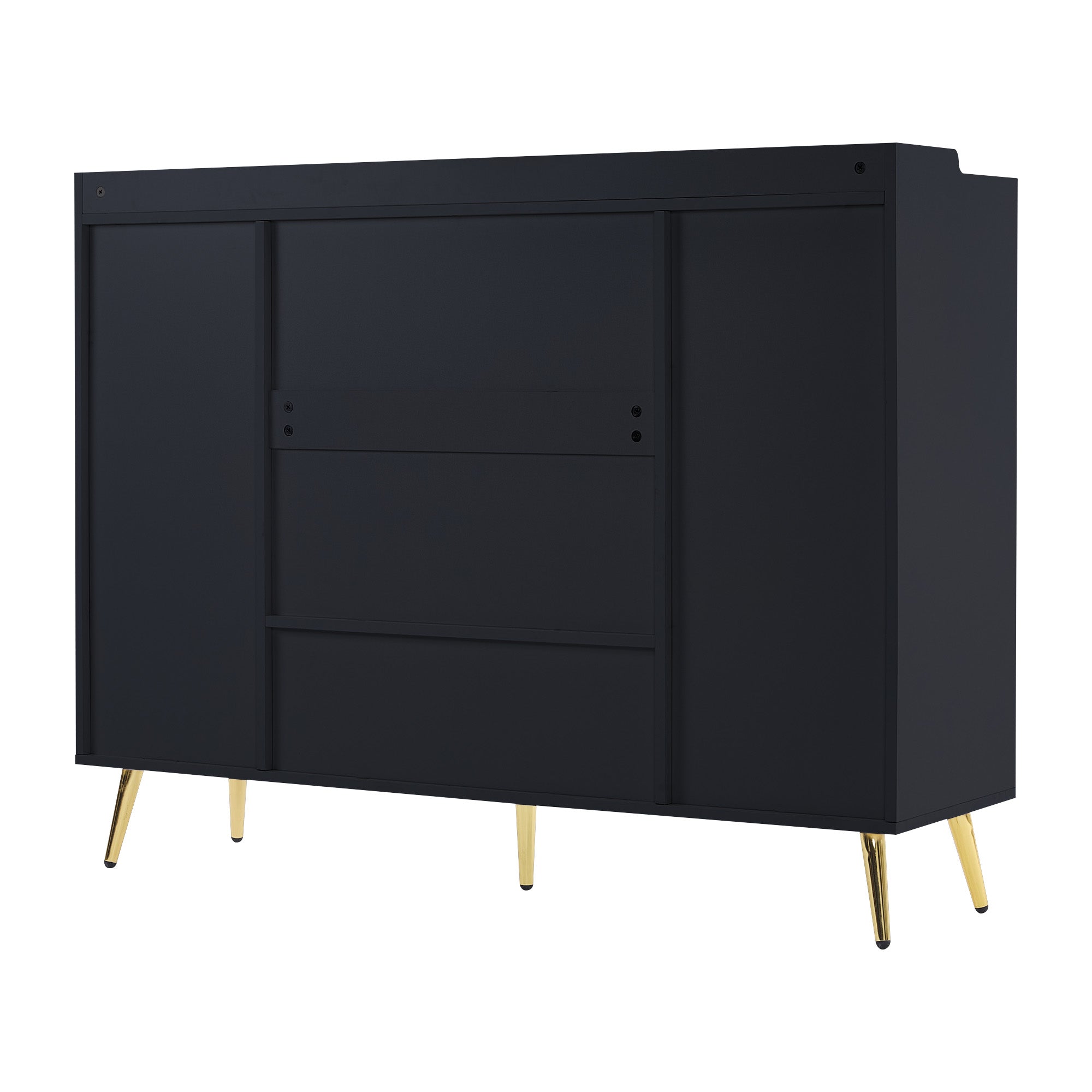 Shoe Cabinet, Shoe Rack with 2 Drawers and 4 Doors, Metal Feet, Black