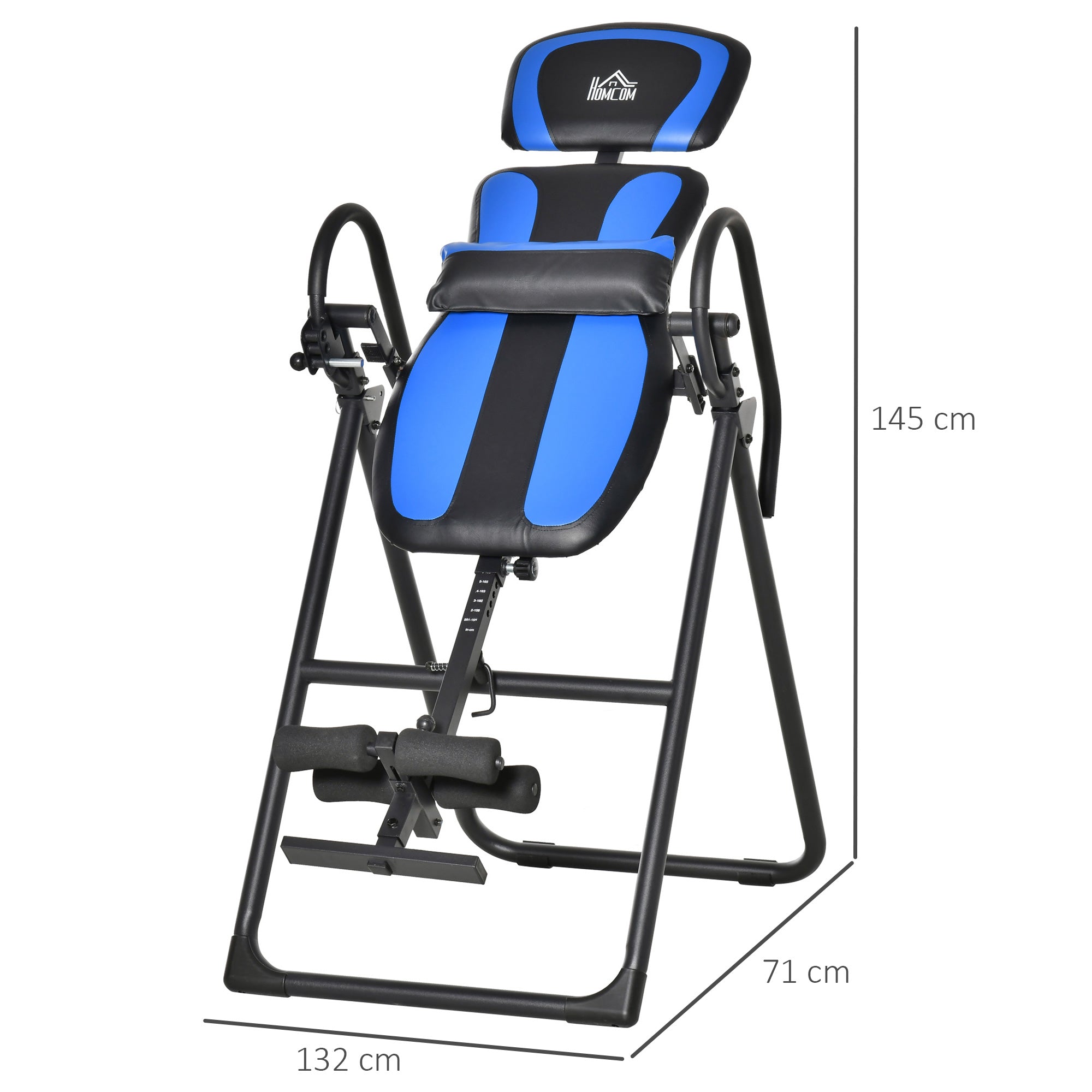 Inversion Table Foldable, Adjustable Backrest, Metal ABS Black Blue