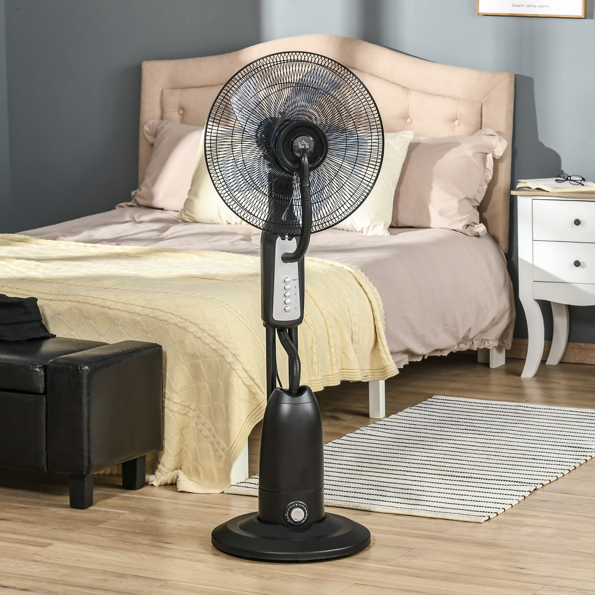 Pedestal Fan 2.8L Water Atomizer Mist Function 120cm Height, Metal
