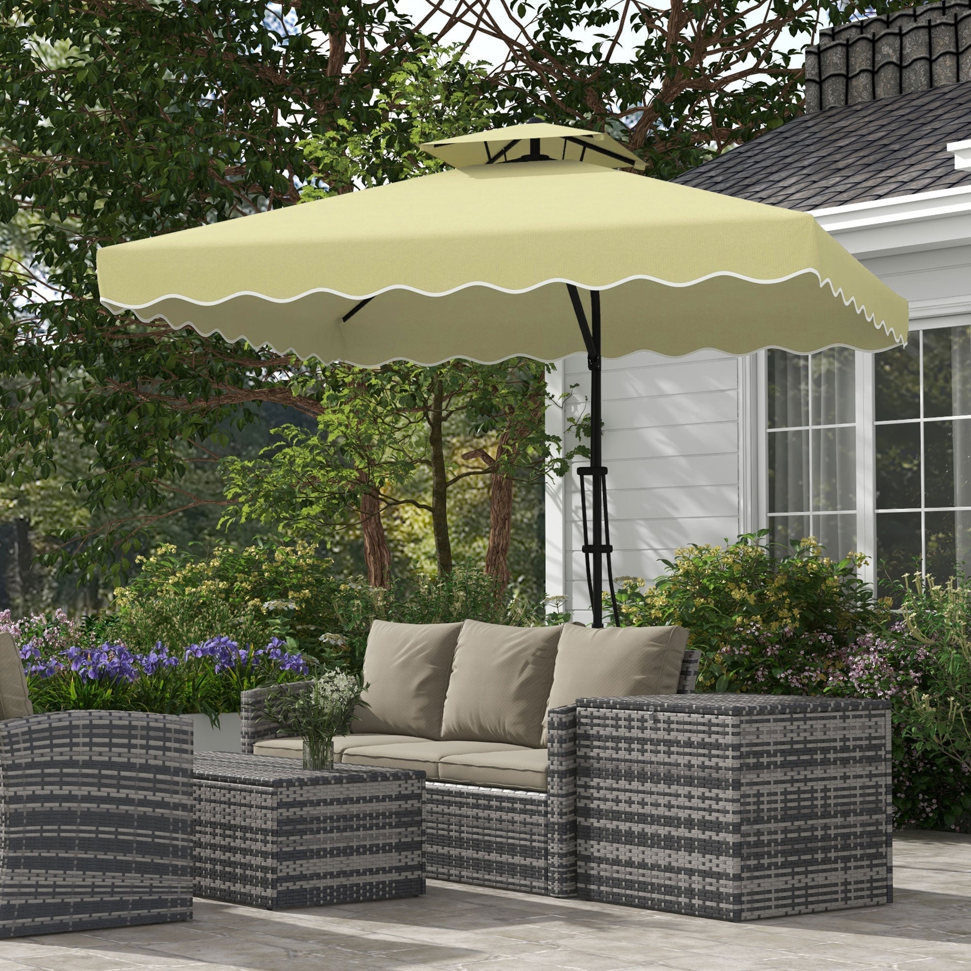 Parasol 243x243cm UV Protection Cantilever Double Canopy Metal