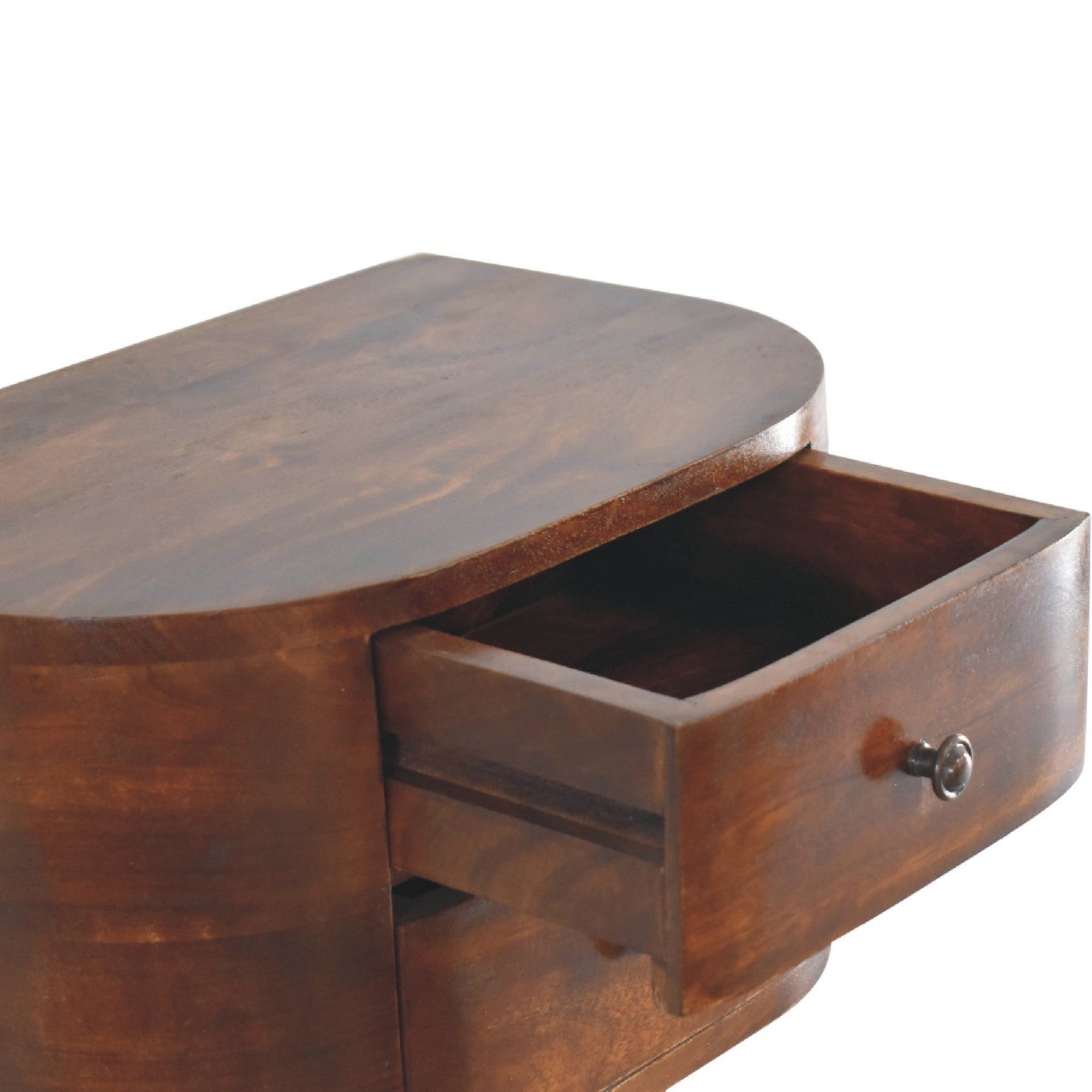 Solid Wood Lunar Floating Bedside, 2 Drawers, Dark Brown