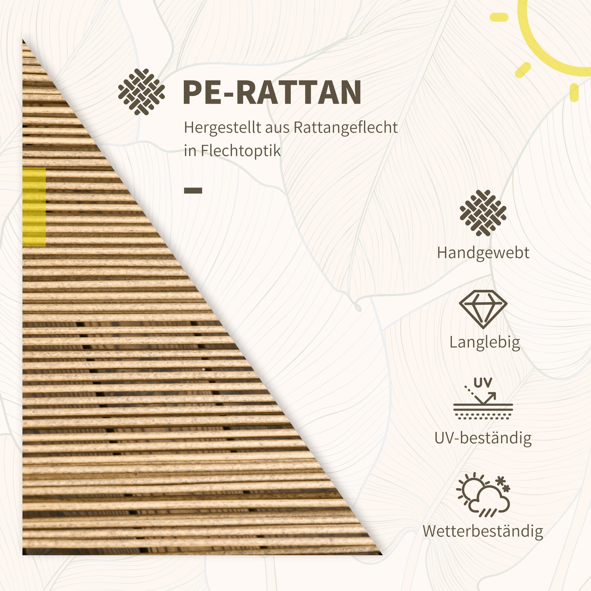 Rattan Garden Furniture Set, 3-Piece Bistro with Table & 2 Chairs, Sand/Dark Grey