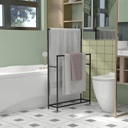 Towel Rail, Freestanding with 2 Rails, Metal, Black