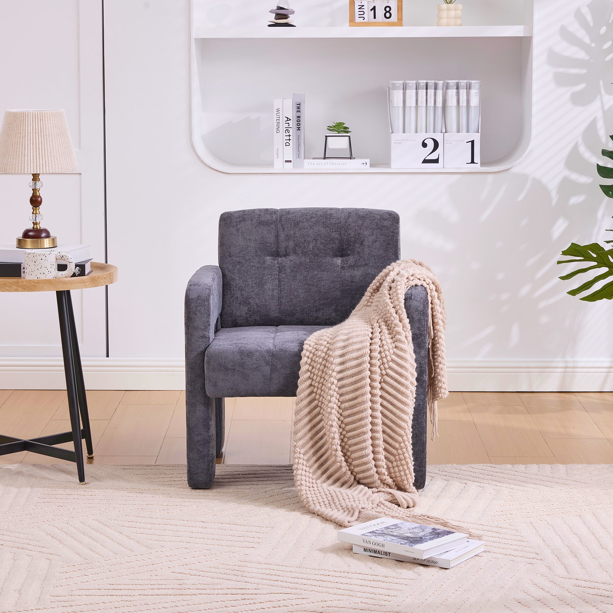 Single Armchair Modern Minimalist Padded Nordic Style - Upholstered