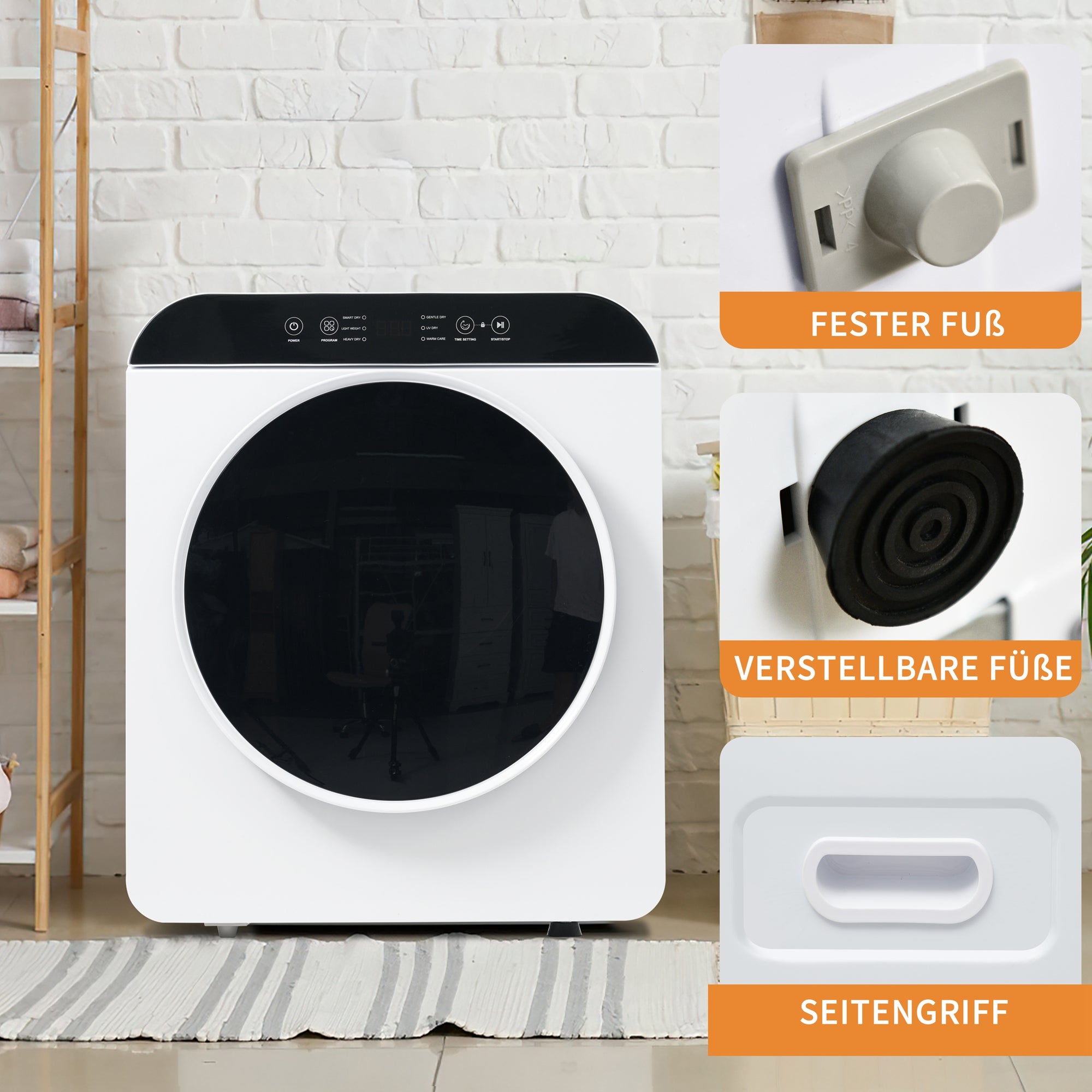 Exhaust Gas Dryer, 3kg Capacity, 6 Programs, UV and High-Temperature Sterilization, Wall-Mountable, White