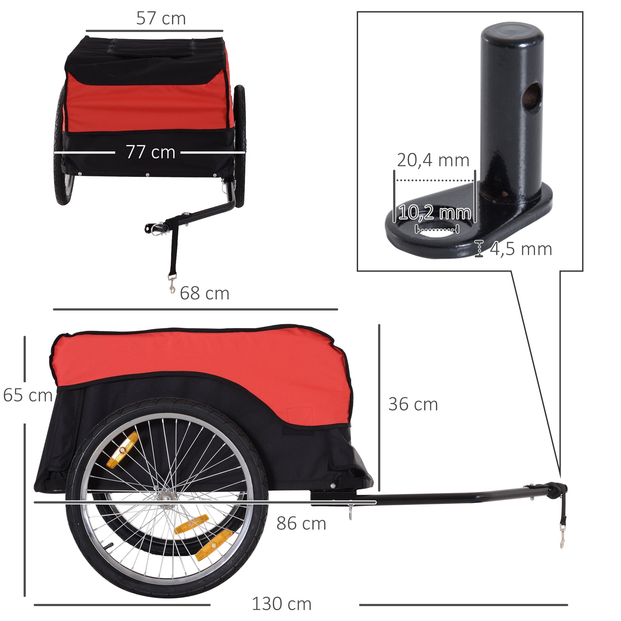 Transport Trailer Cargo Trailer Bicycle Trailer for versatile transport, red-black