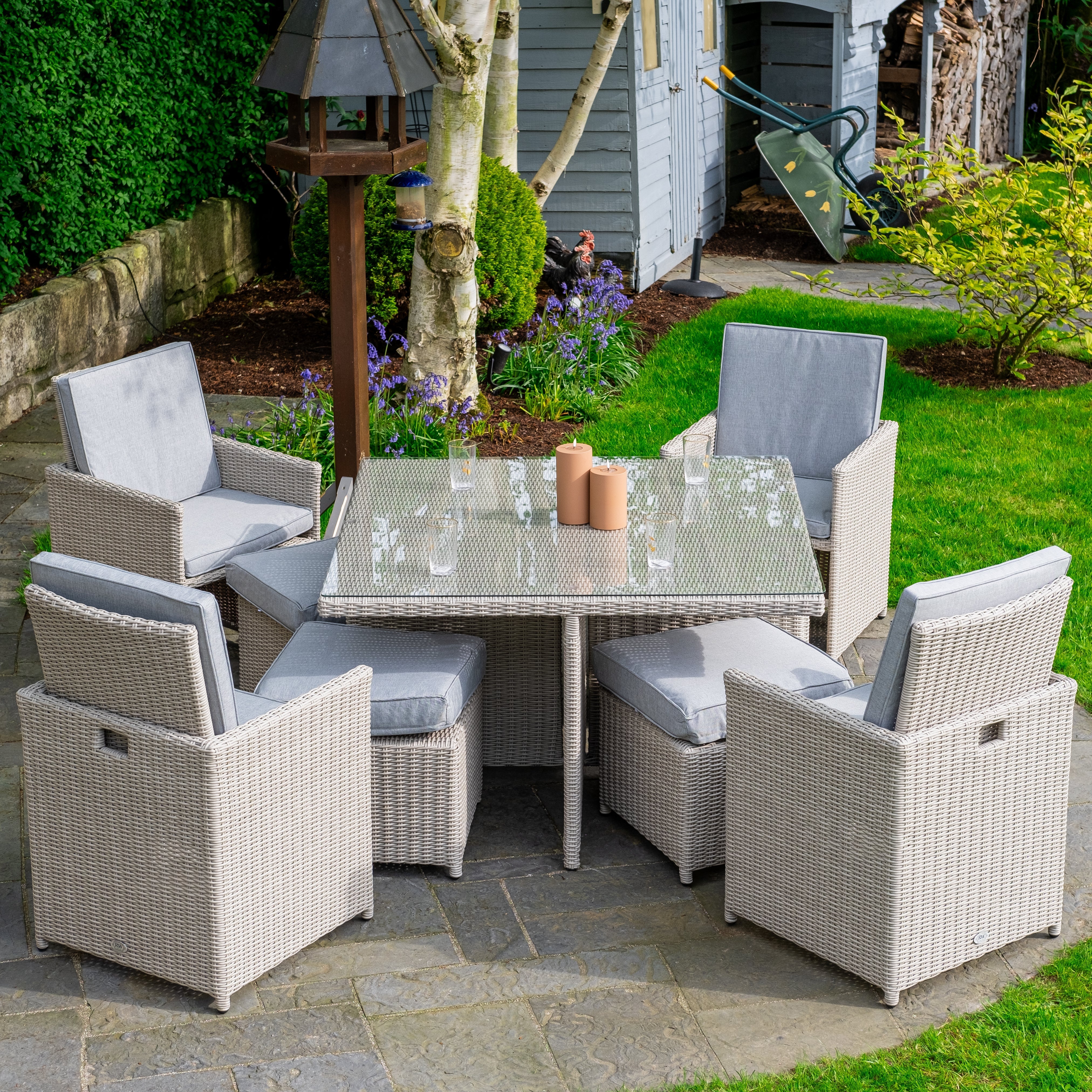 Sorrento - 4 Seater Cube Set (White Washed)