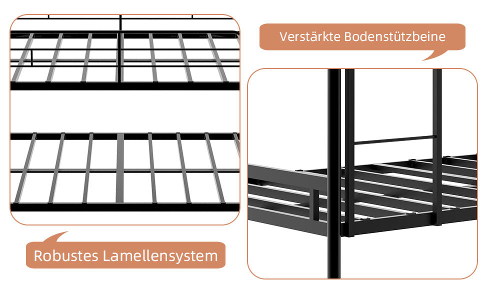 Triple Frame Bed, Heavy-Duty with Ladder & Railing, Easy Assembly, Metal