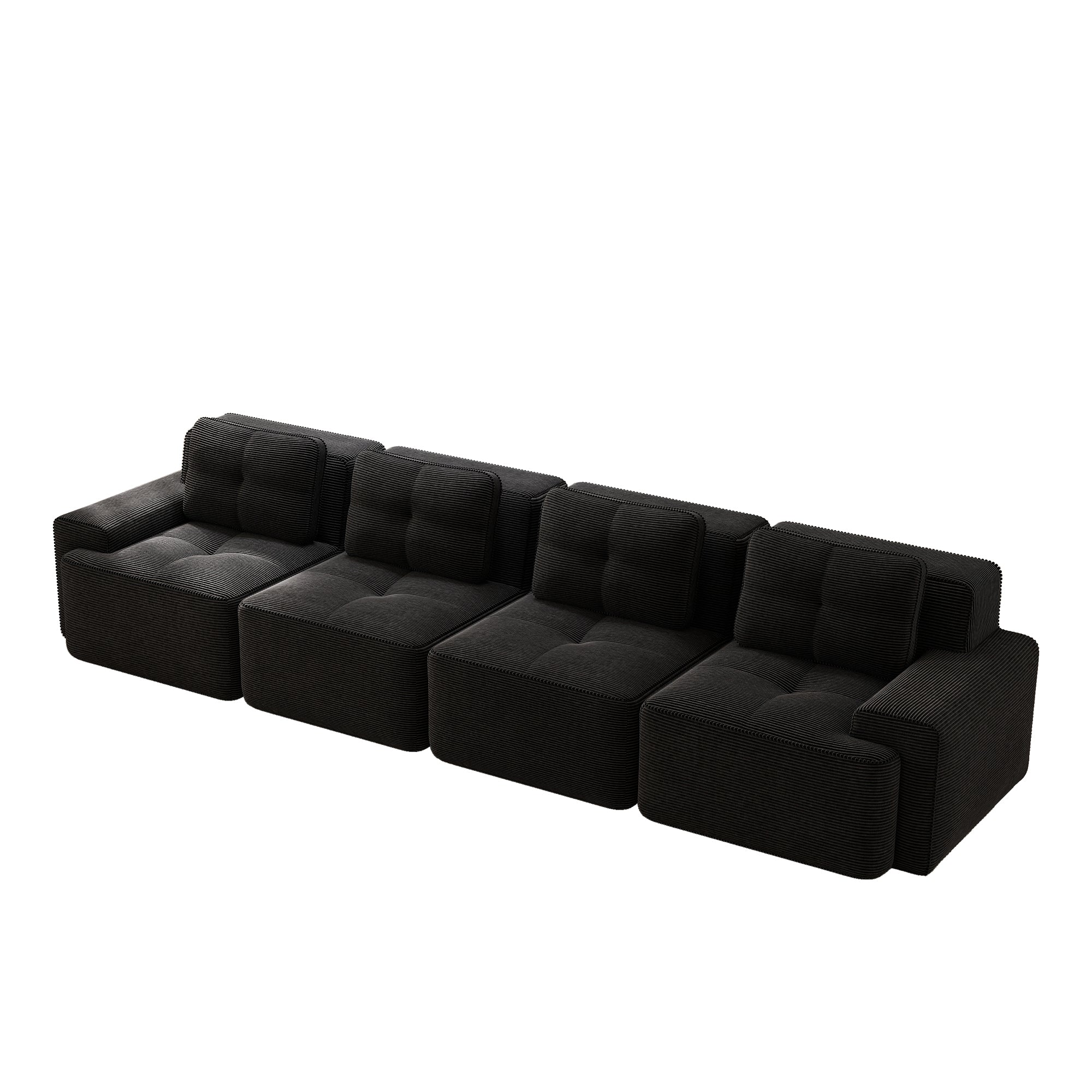 Modular Cloud Sofa 4-Seater Deep Seat Corduroy - Black