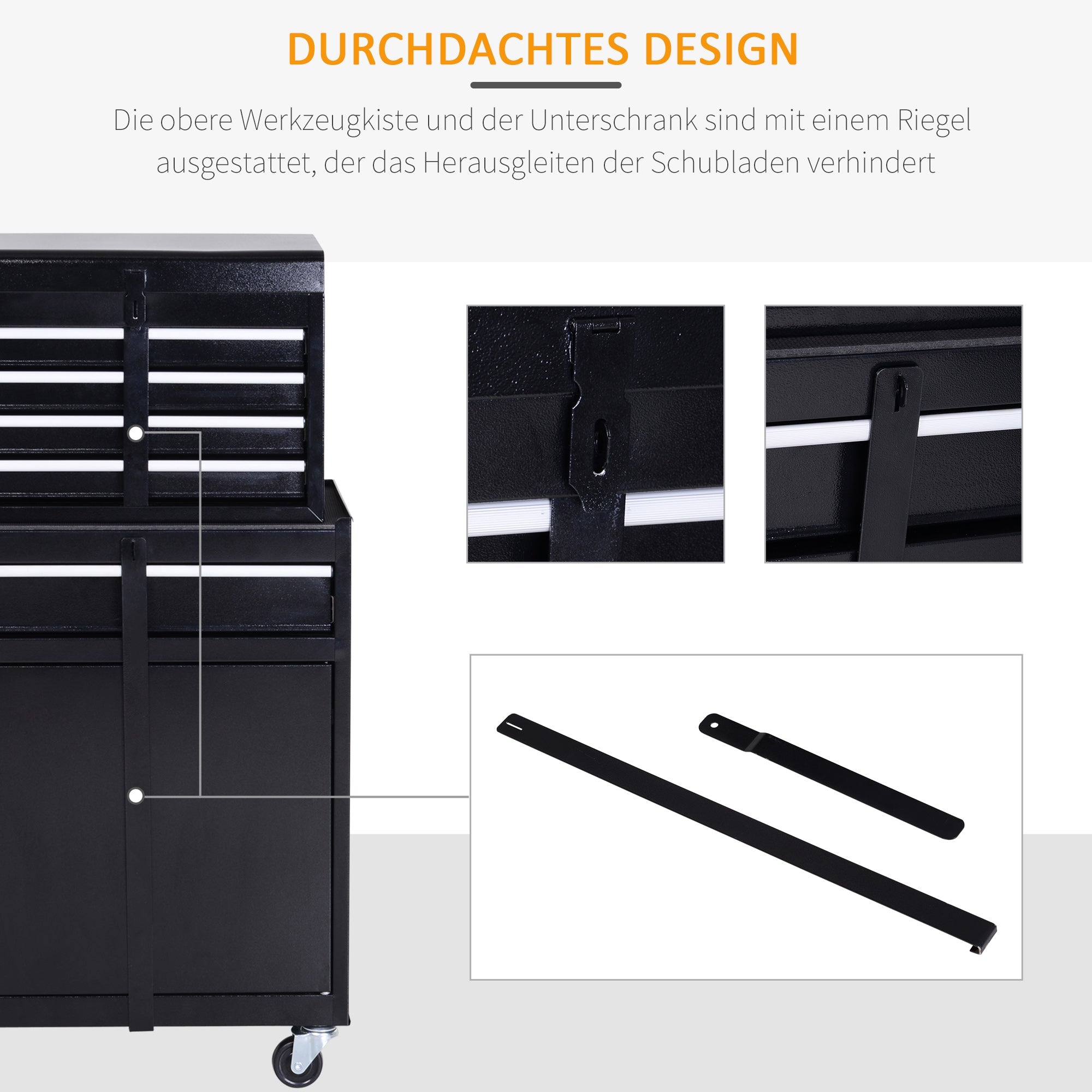 DURHAND workshop trolley, 5 drawers, 360° casters, mobile & space-saving, metal