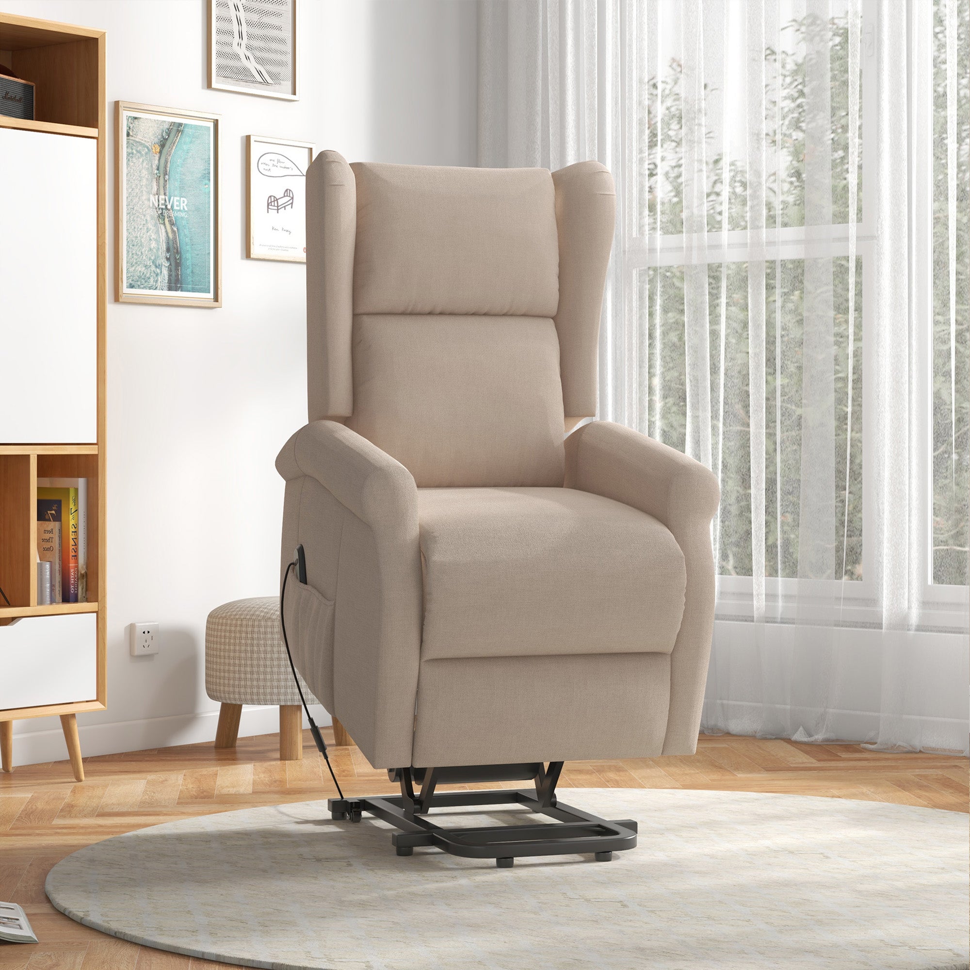 Electric Reclining Chair Lift Assistance up to 200kg, Cream