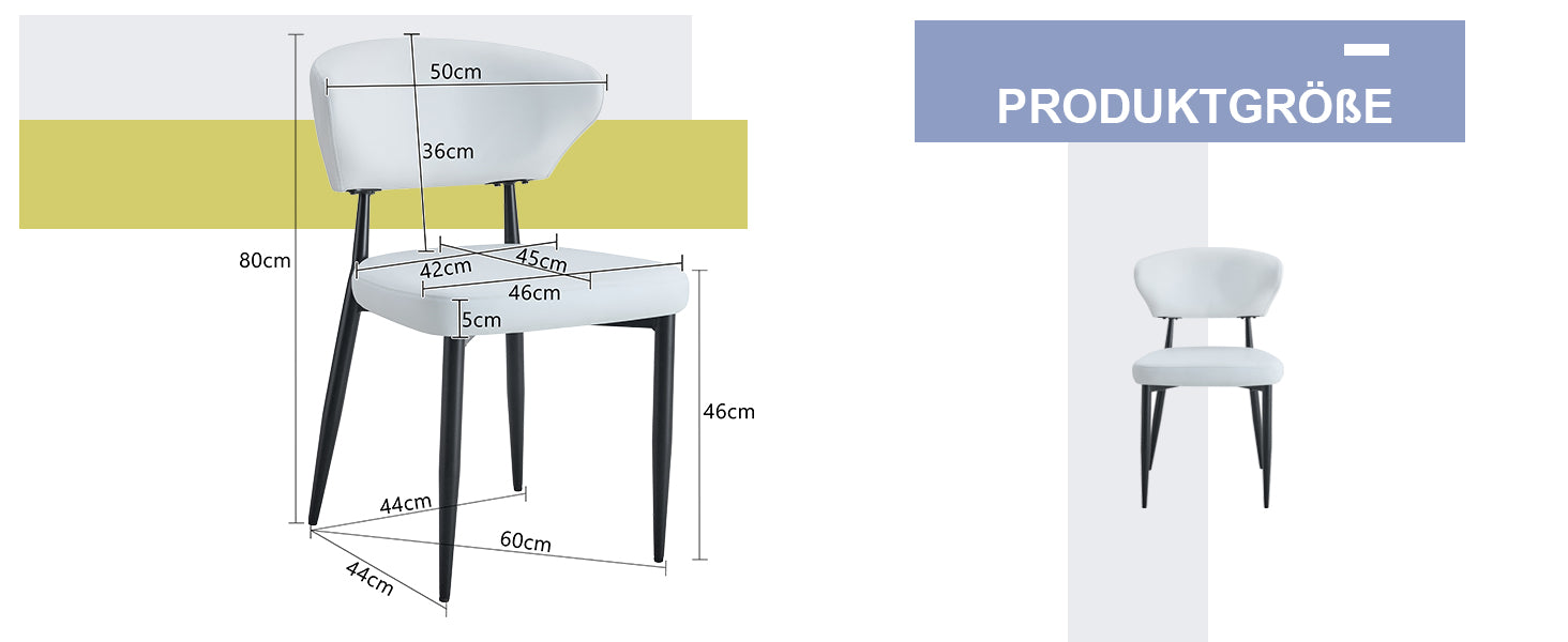 Dining Chair Minimalist Ergonomic Curved Back Set of 2 - White