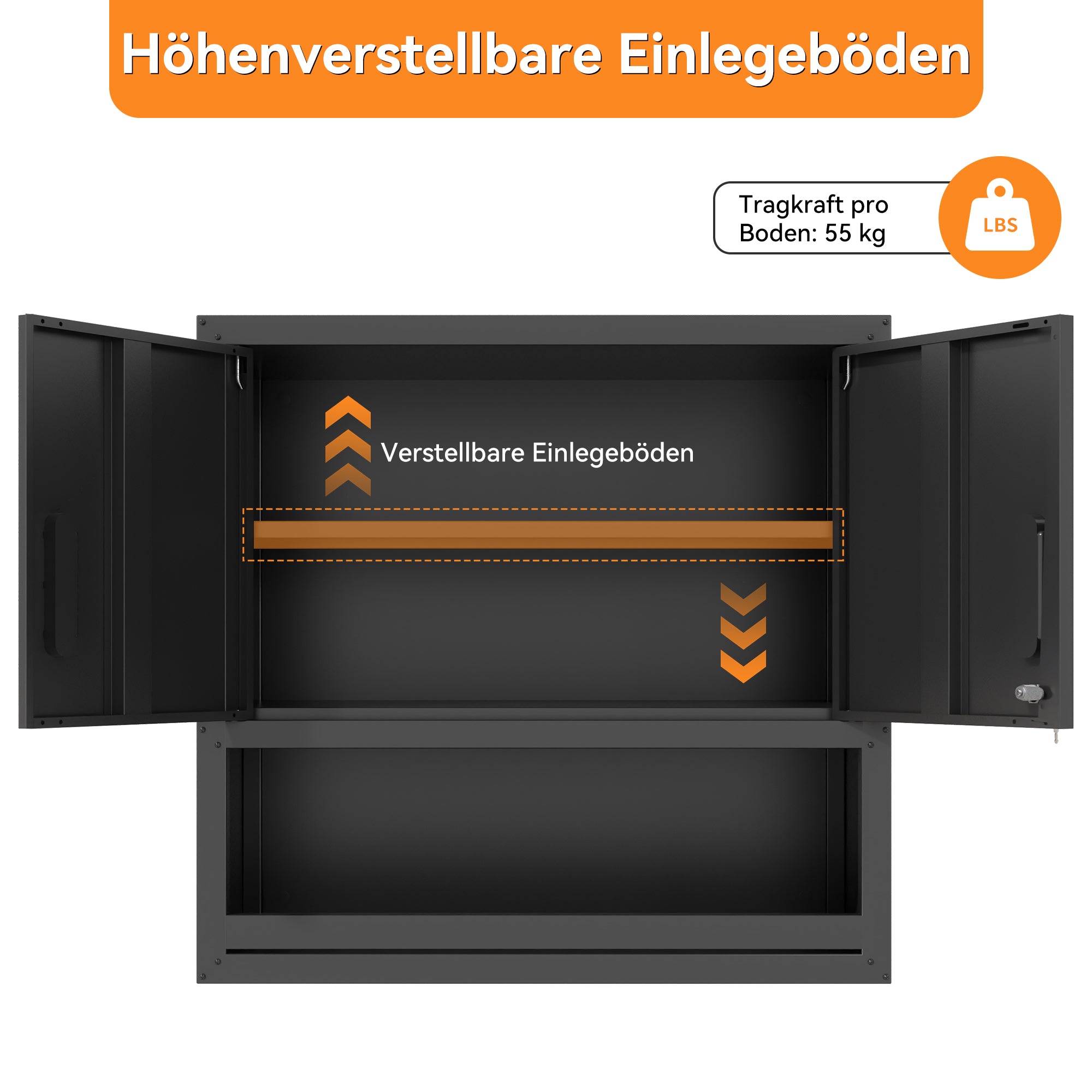 Wall-Mounted Tool Cabinet 77cm High, Locking Door, Adjustable Shelf, Metal
