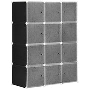 DIY Wardrobe Shelving System, Cube with Clothes Rail, Black + White PP