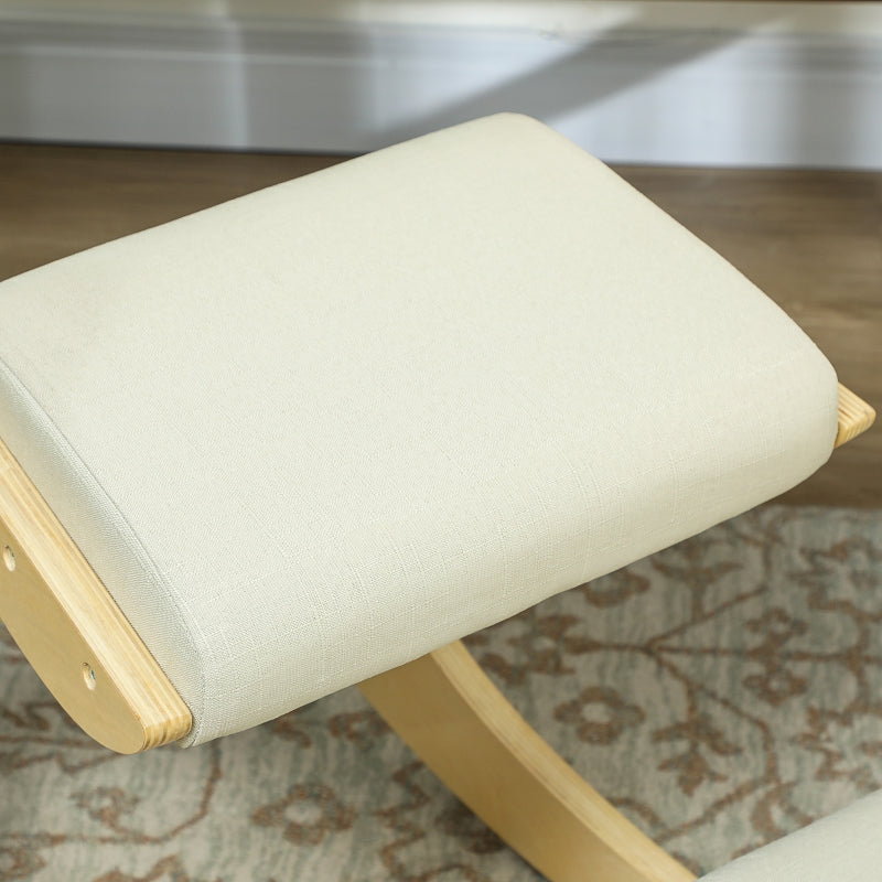Ergonomic Rocking Knee Stool, Posture Improving Home Office, Cream